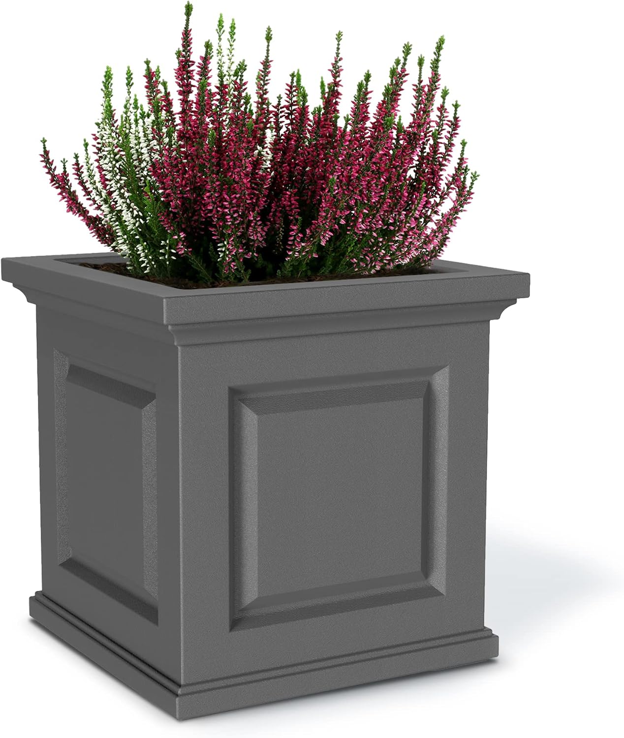 Mayne Nantucket 16in Self-Watering Square Planter, Black | Self-watering, All season, Fade resistant, Double-wall design, 15-year warranty
