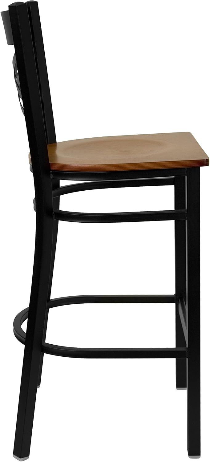 Flash Furniture Hercules Metal Restaurant Barstool, Black | X Back Style, Vinyl Upholstery, Durable Construction, Commercial Use