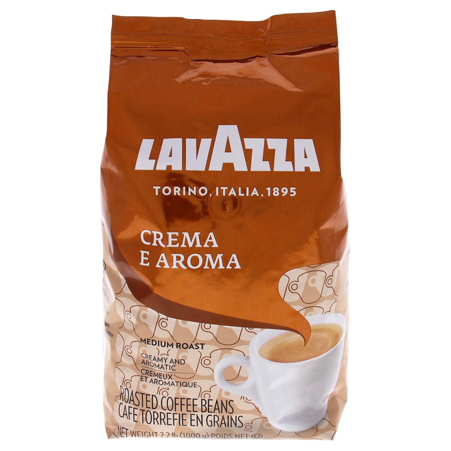 Lavazza Super Crema Whole Bean Coffee, Medium Espresso Roast, Arabica and Robusta Blend, 2.2 lb Bag, Package May Vary (Pack of 1)