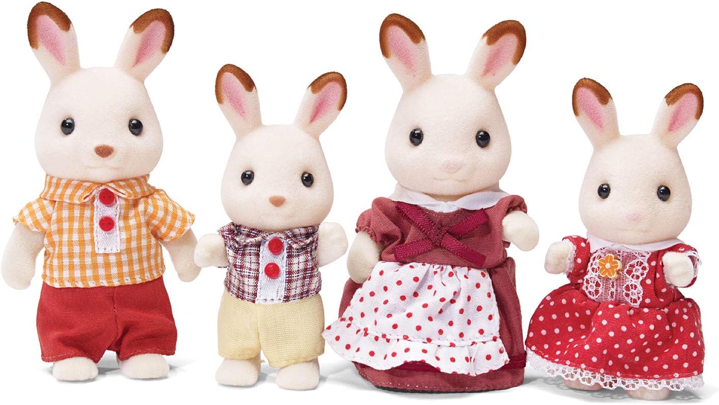 Calico Critters, Hopscotch Rabbit Family, Dolls, Doll House Figures, Collectible Toys