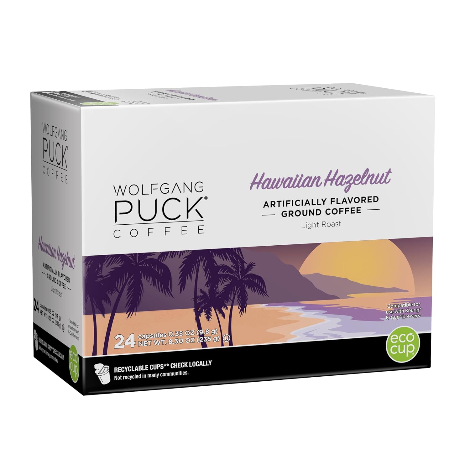 Wolfgang Puck Coffee Single Serve Capsules, Compatible with Keurig K-Cup Brewers, Hawaiian Hazelnut, 24 Count
