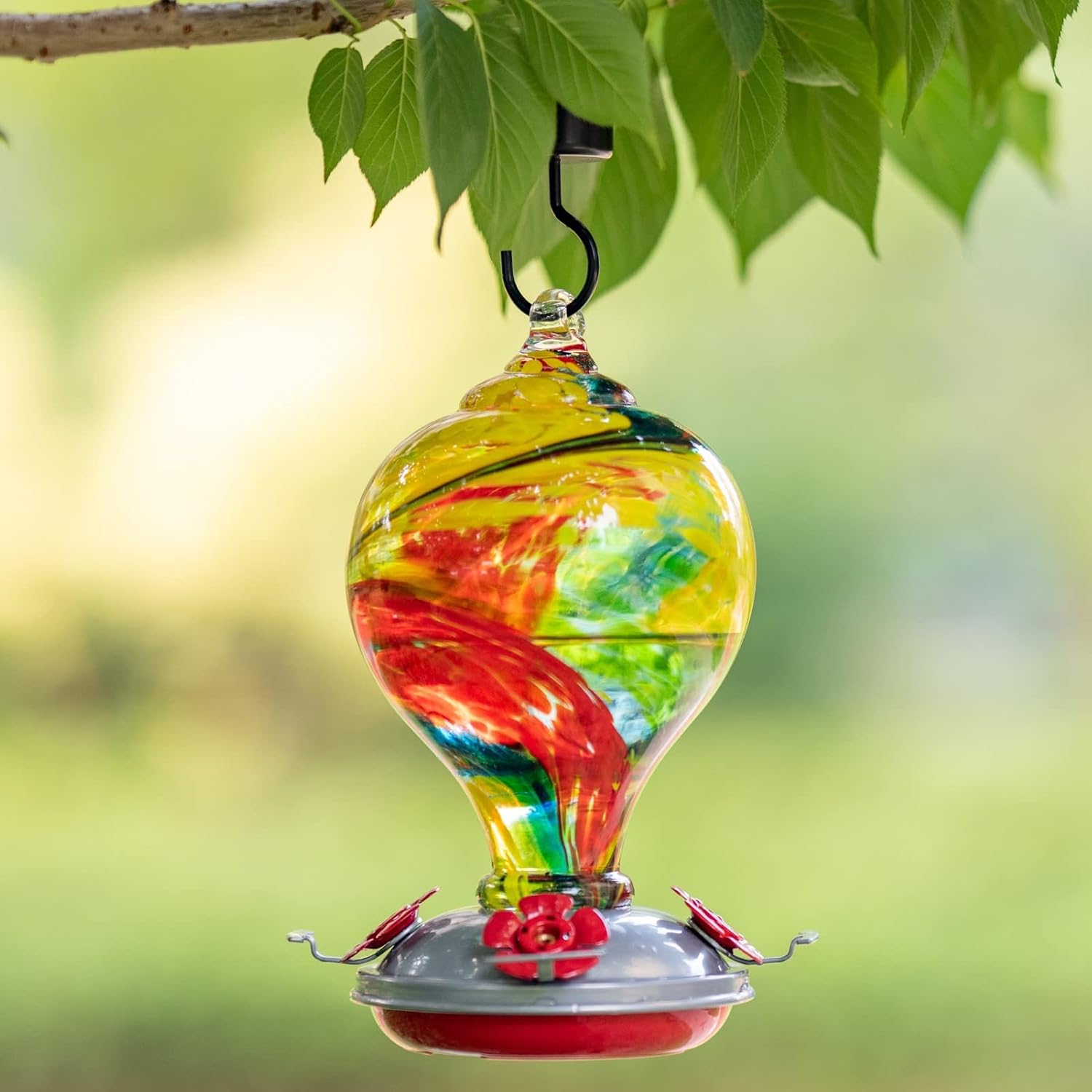 Muse Garden 32OZ Humming Bird Feeder Ant Moat,Gifts for Bird Lover,Gardening Backyard Decor Hummingbird Nectar Capacity,Nebula