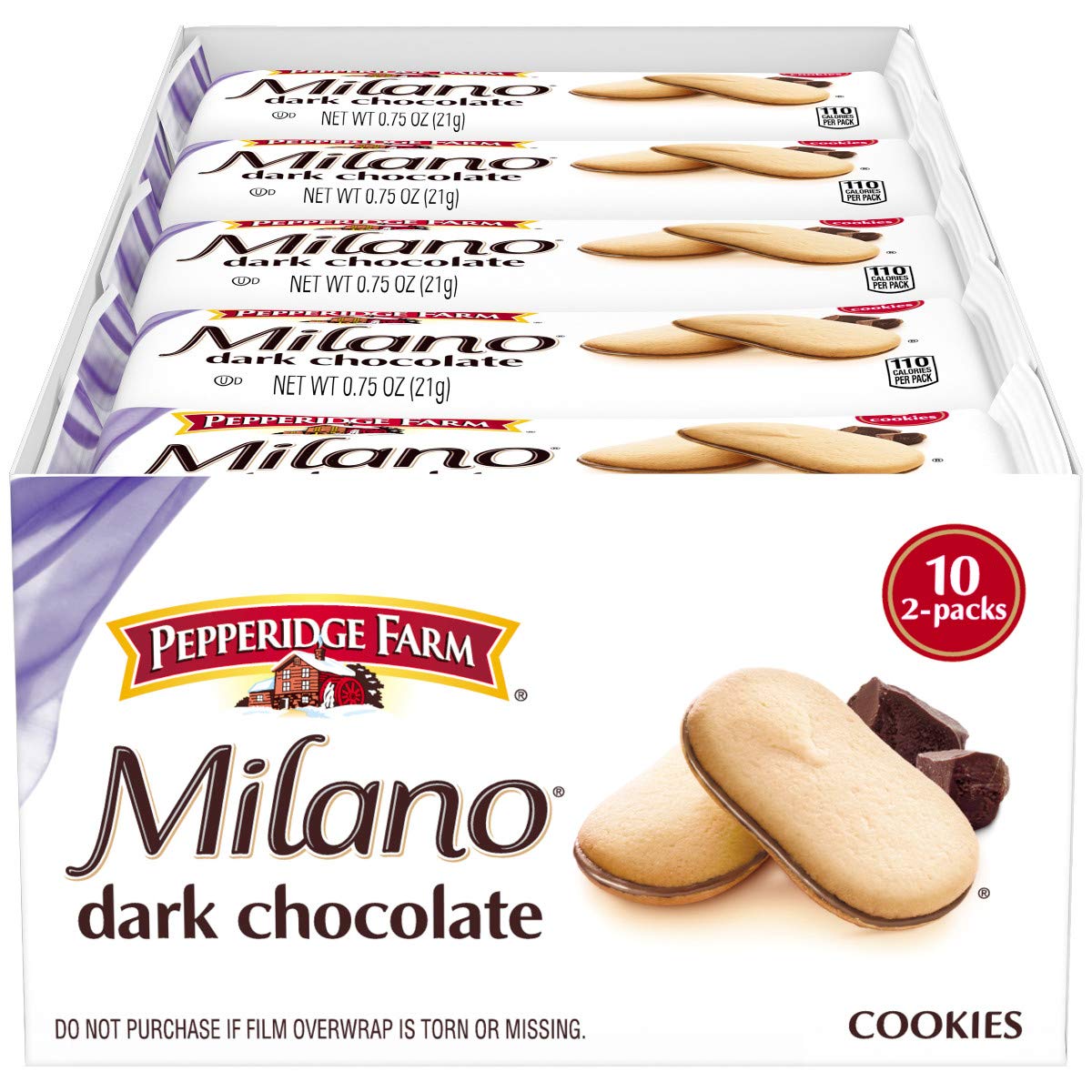 Pepperidge Farm Milano Cookies, Dark Chocolate, 20 Packs Tub, 2 Cookies Per Pack