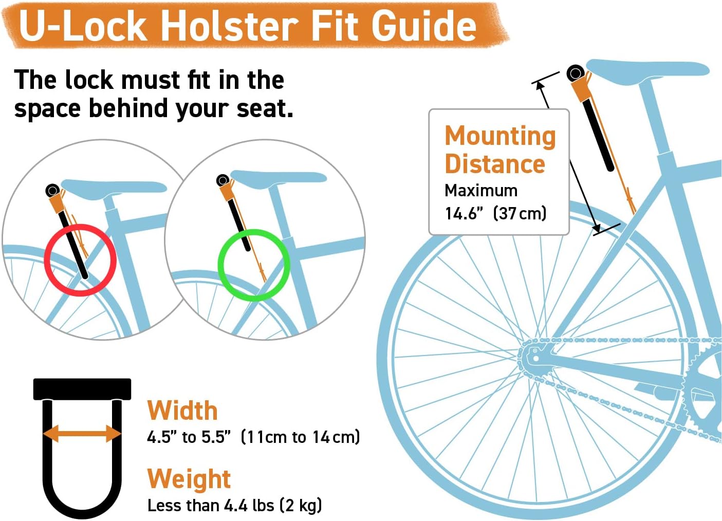 oopsmark U-Lock Holster for Kryptonite Bicycle Locks; Leather D-Lock Holder for More Quiet Bike Ride