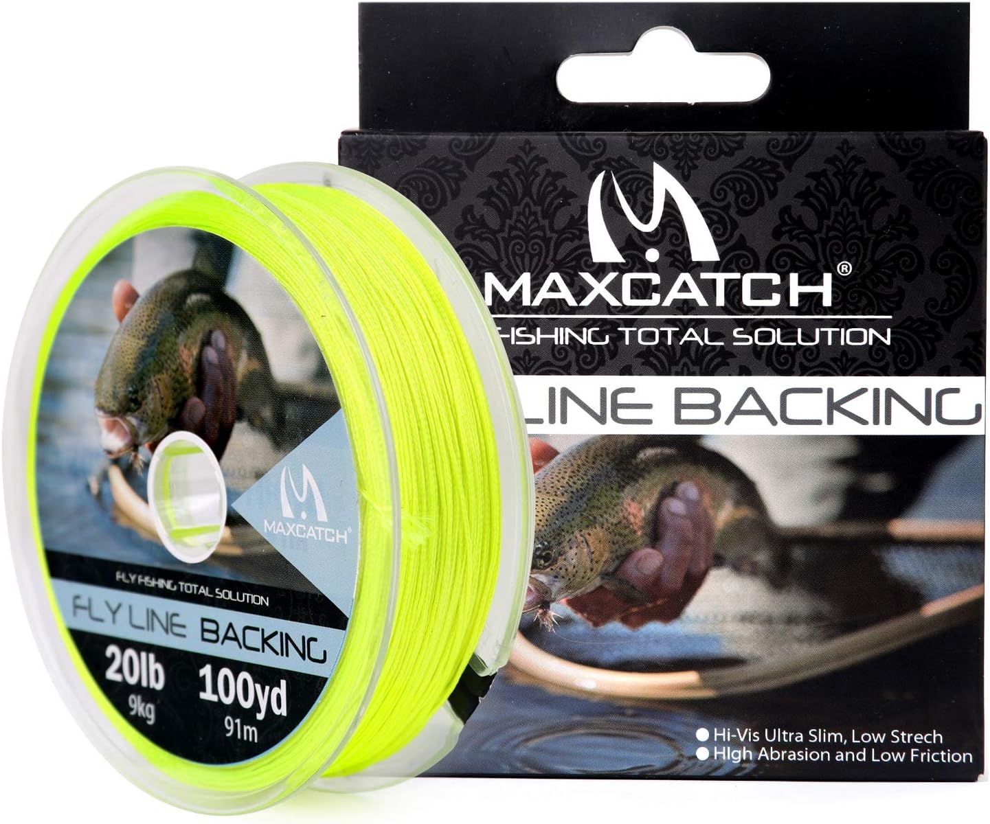 M MAXIMUMCATCH Maxcatch Braided Fly Line Backing for Fly Fishing 20/30lb(White, Yellow, Orange, Black&White, Black&Yellow, Blue, Pink, Green, Purple)