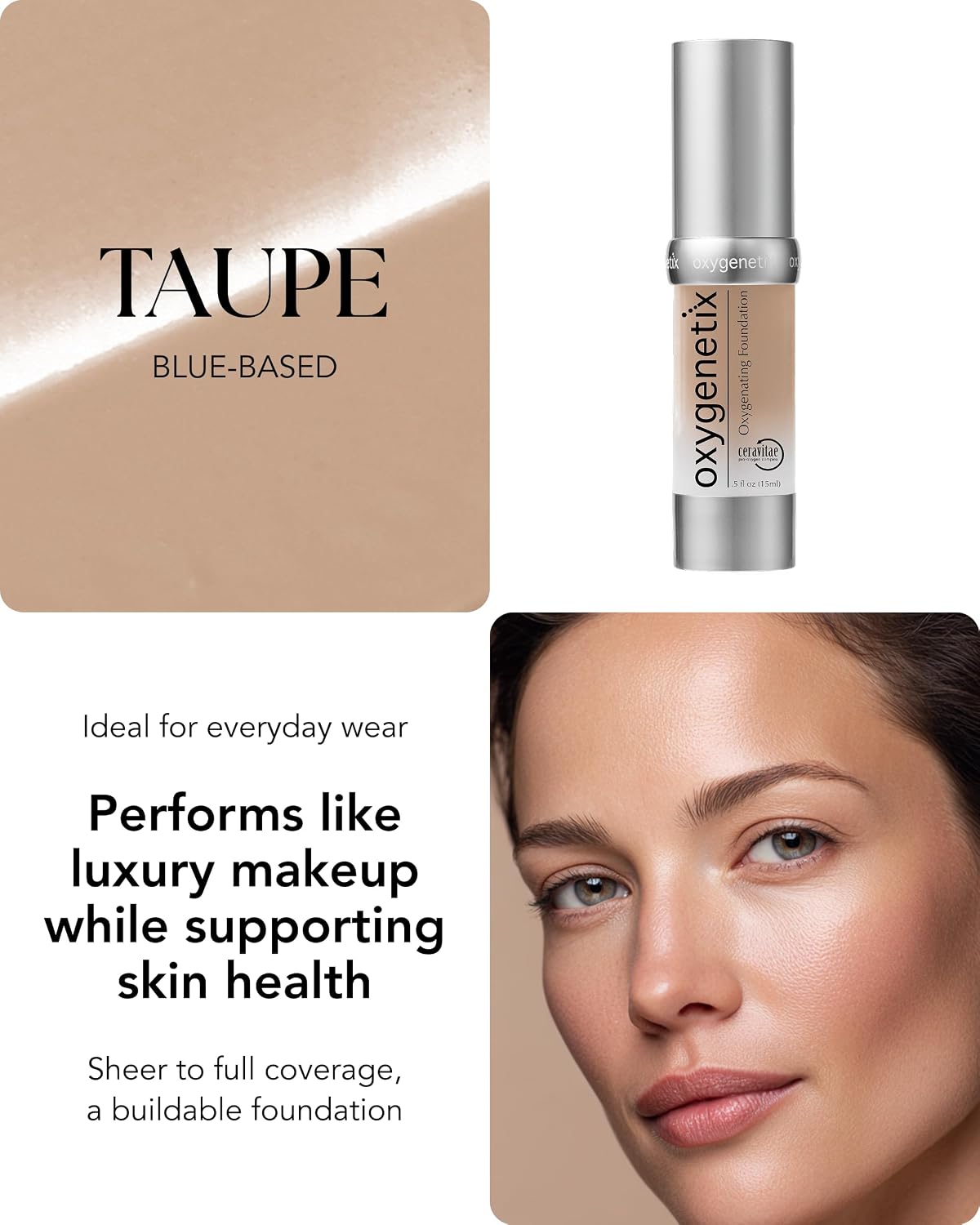 Oxygenetix Oxygenating Foundation – Pearl | Breathable Makeup, Buildable Coverage with Weightless Feel, Longwear Foundation, Safe for Sensitive or Laser-Treated Skin