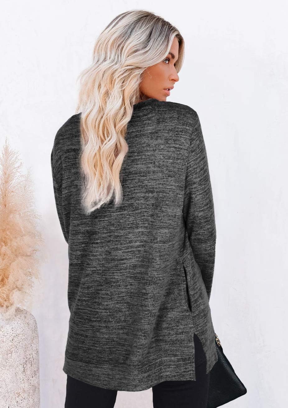 XIEERDUO Womens Casual Sweatshirts Long Sleeve Shirts Oversized With Pocket Tunic Tops S-3XL