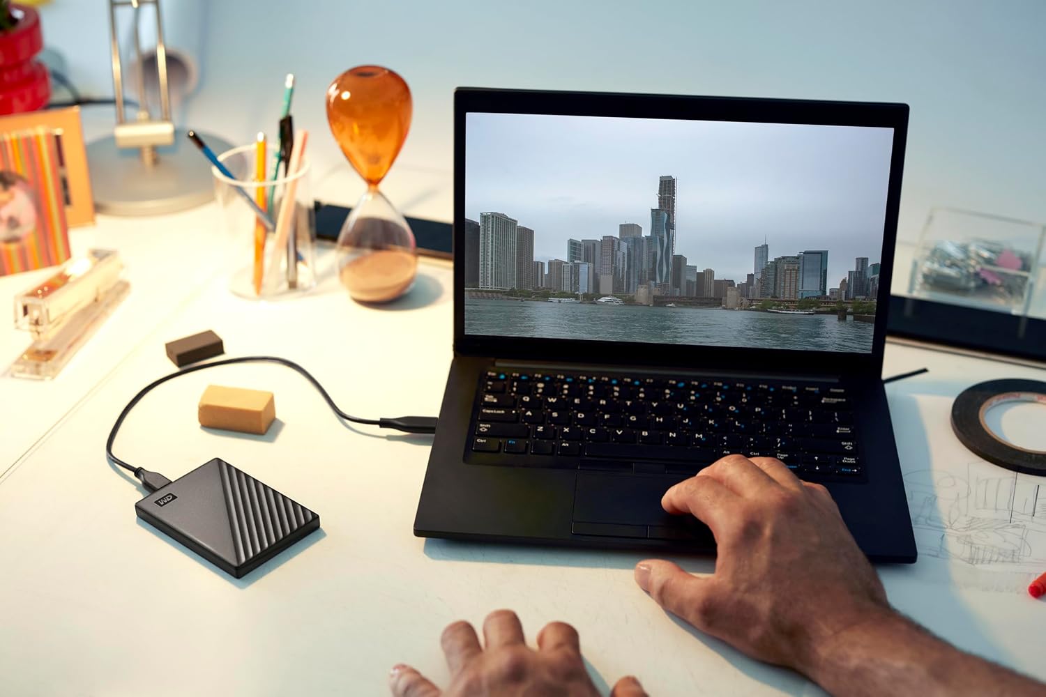 WD 1TB My Passport, Portable External Hard Drive, Black, backup software with defense against ransomware, and password protection