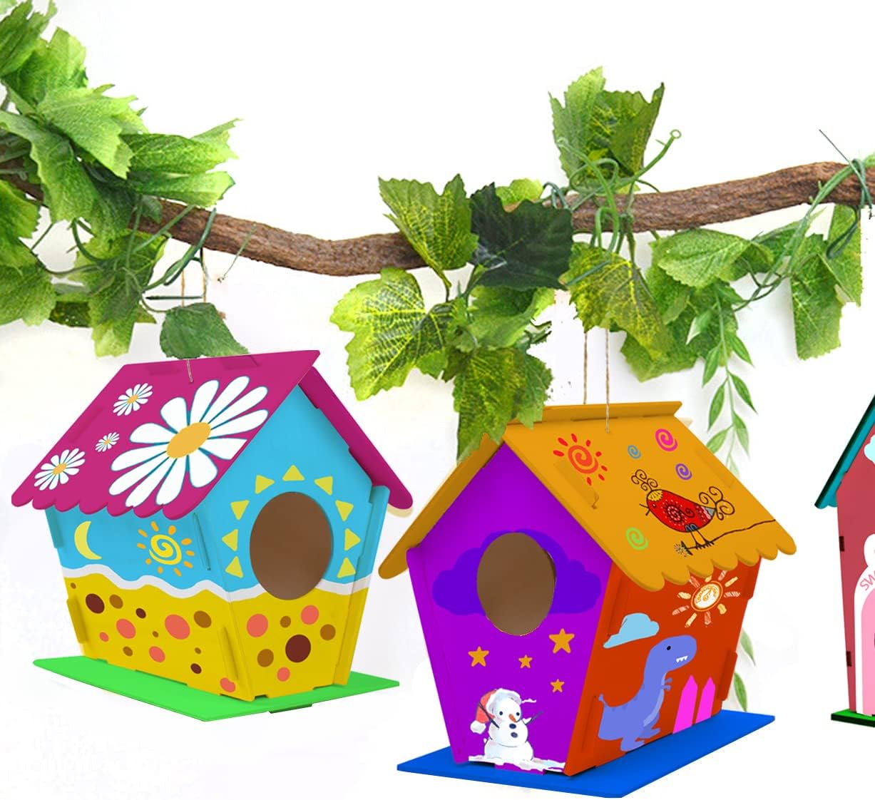 hapray 4 Pack Bird House Craft Kit, DIY Birdhouse for Kids to Build & Paint