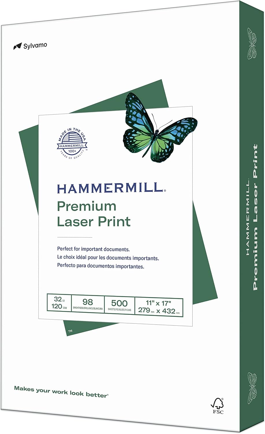Hammermill Printer Paper, Premium Laser Print 32 lb, 8.5 x 11-98 Bright, Made in The USA, 104646R - 1 Ream (500 Sheets)