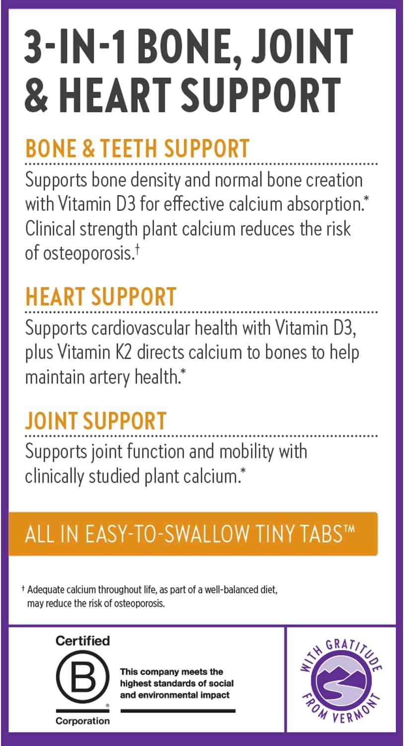 New Chapter Calcium Supplement - Bone Strength Tiny Tabs Plant-Based USDA Organic Calcium with Magnesium, Vitamin D3+K2, for Bone Health & Joint Mobility, Heart Support, 905 mg dose - 240 Tiny Tabs