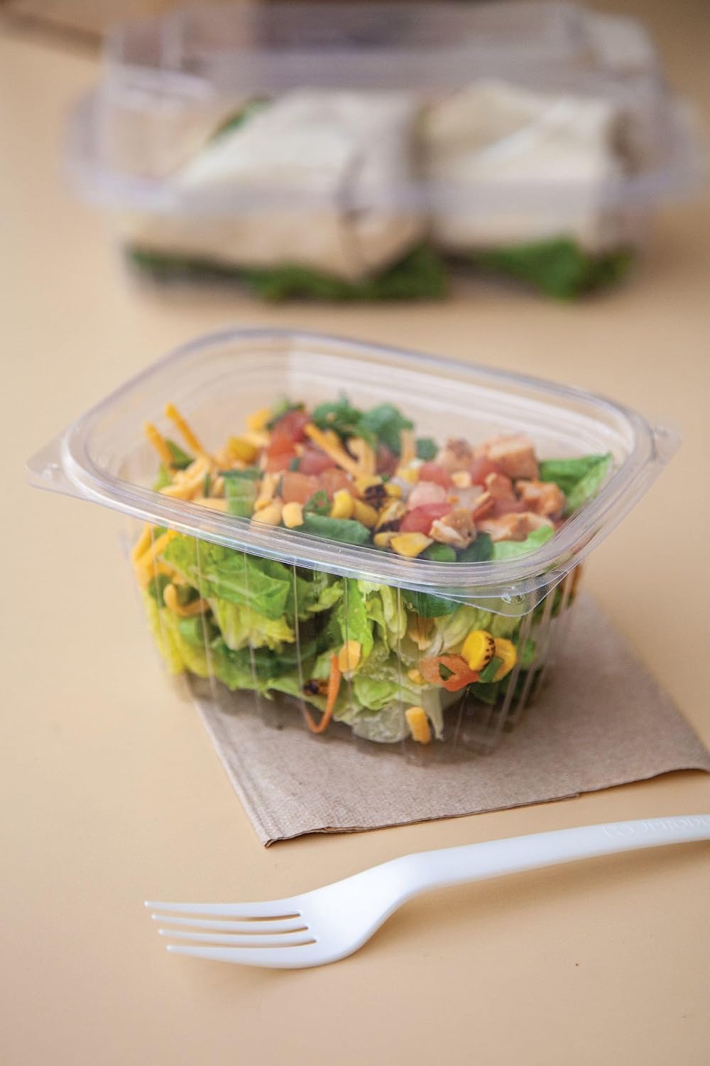 Eco-Products EPRC32 Renewable & Compostable Rectangular Deli Containers - 32oz., 50 Per Pack (Case of 4 Packs), clear