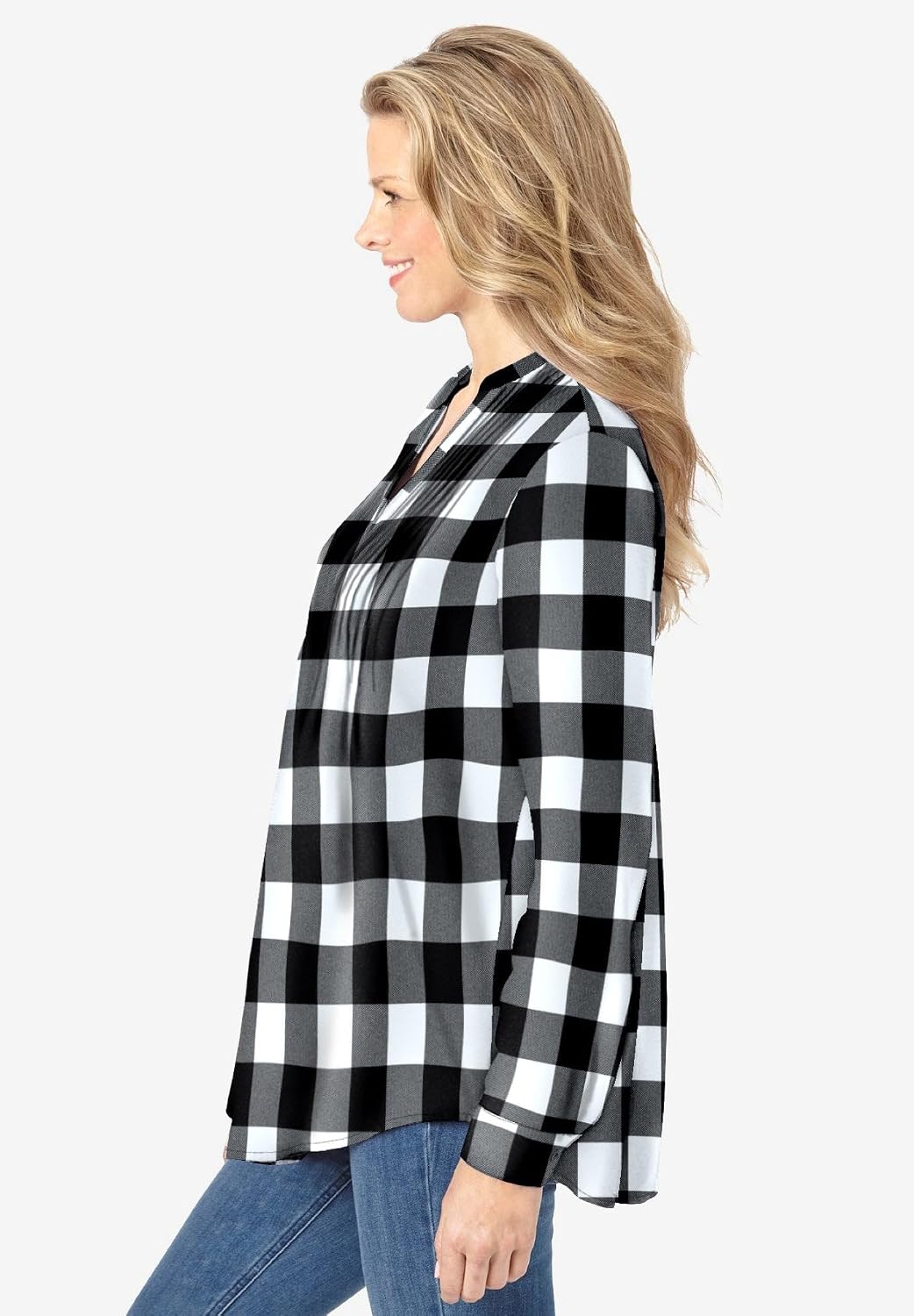 Woman Within Pintucked Flannel Shirt