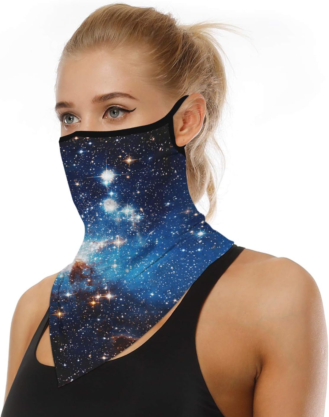 YAYOUREL Neck Gaiter Face Mask Bandanas for Men Women UV Face Scarf Cover Ear Loop Hole Facemask for Fishing Running Cycling
