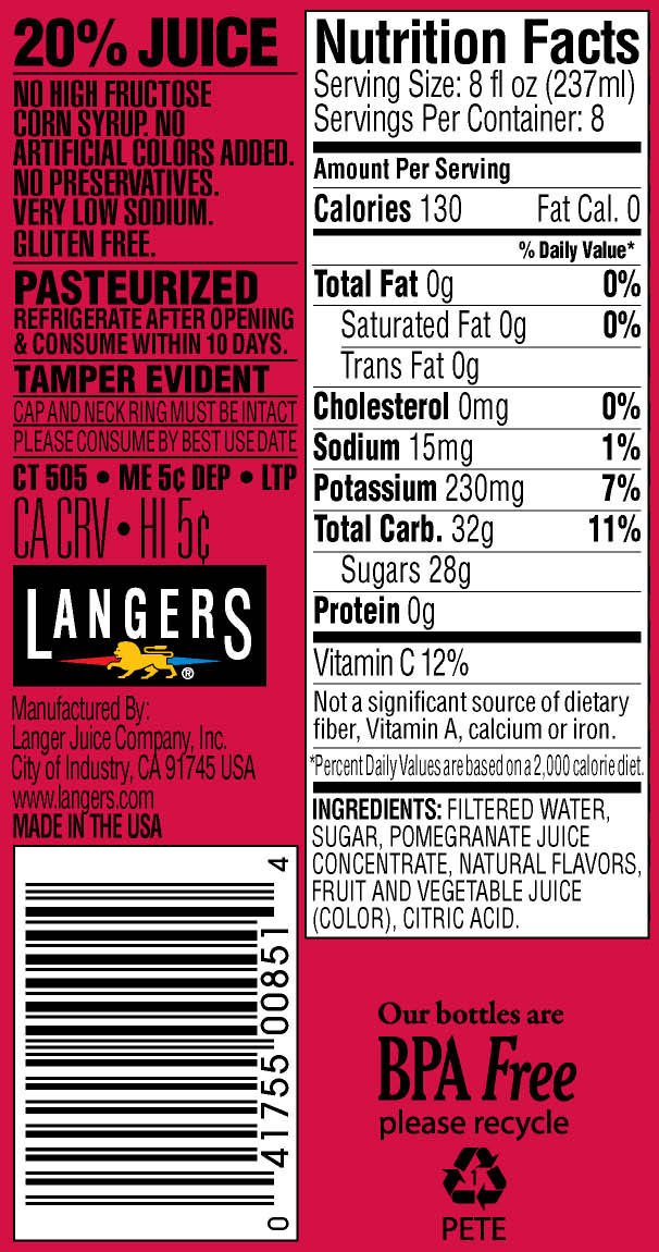 Langers Juice Pineapple Cocktail Juice, 15.2 Fl Oz (Pack of 12)