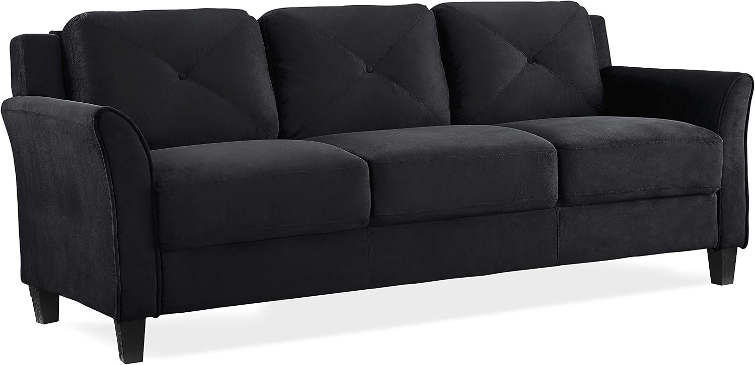 Studio Living Harrington 57.9" Loveseat, Transitional Modern, Pocket Coil Comfort, Easy Assembly, Microfiber Fabric, Dark Grey