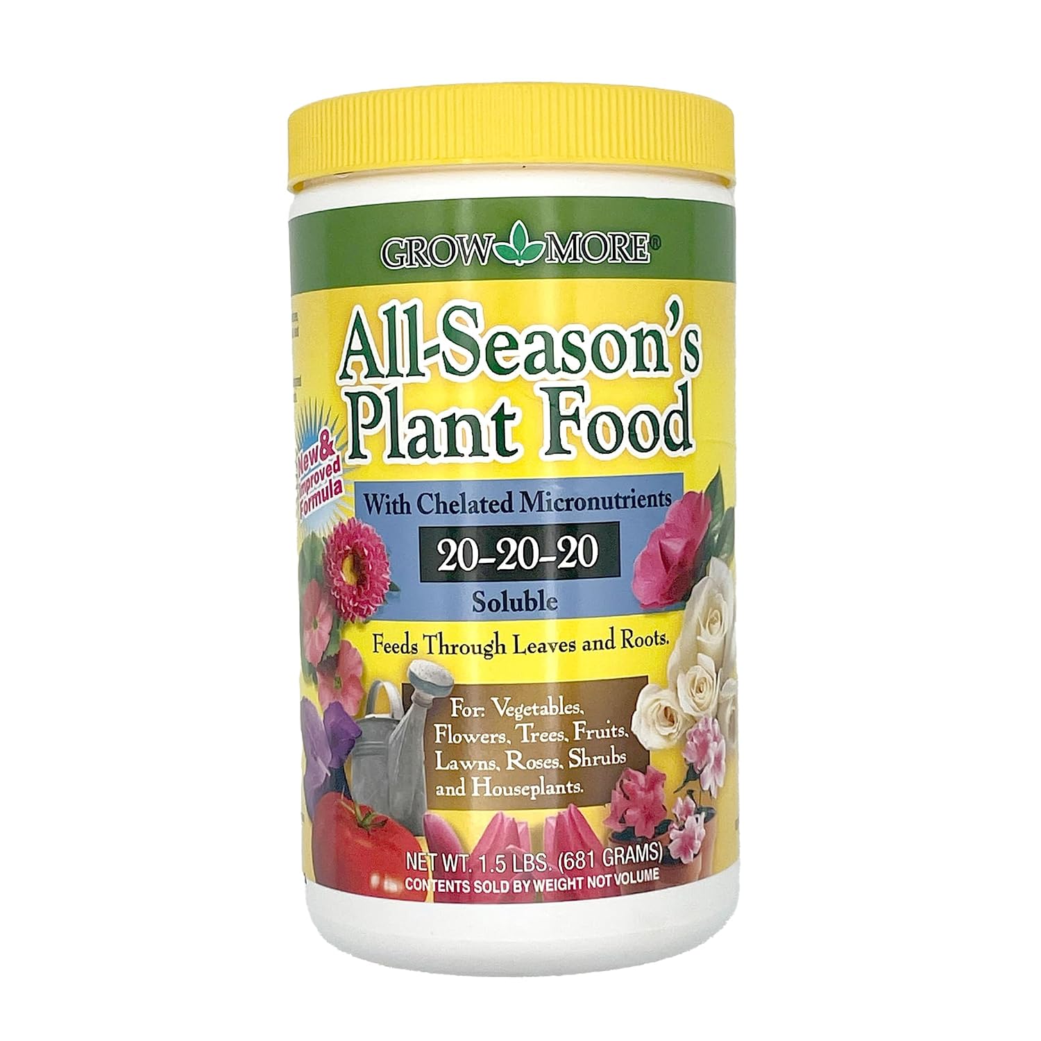 Grow More 20-20-20 Water Soluble Fertilizer - 25lb Bag of All Purpose Fertilizer for Exceptional Crop Yields - All Purpose Plant Food for Vegetables, Flowers, Trees, Shrubs, and Houseplants