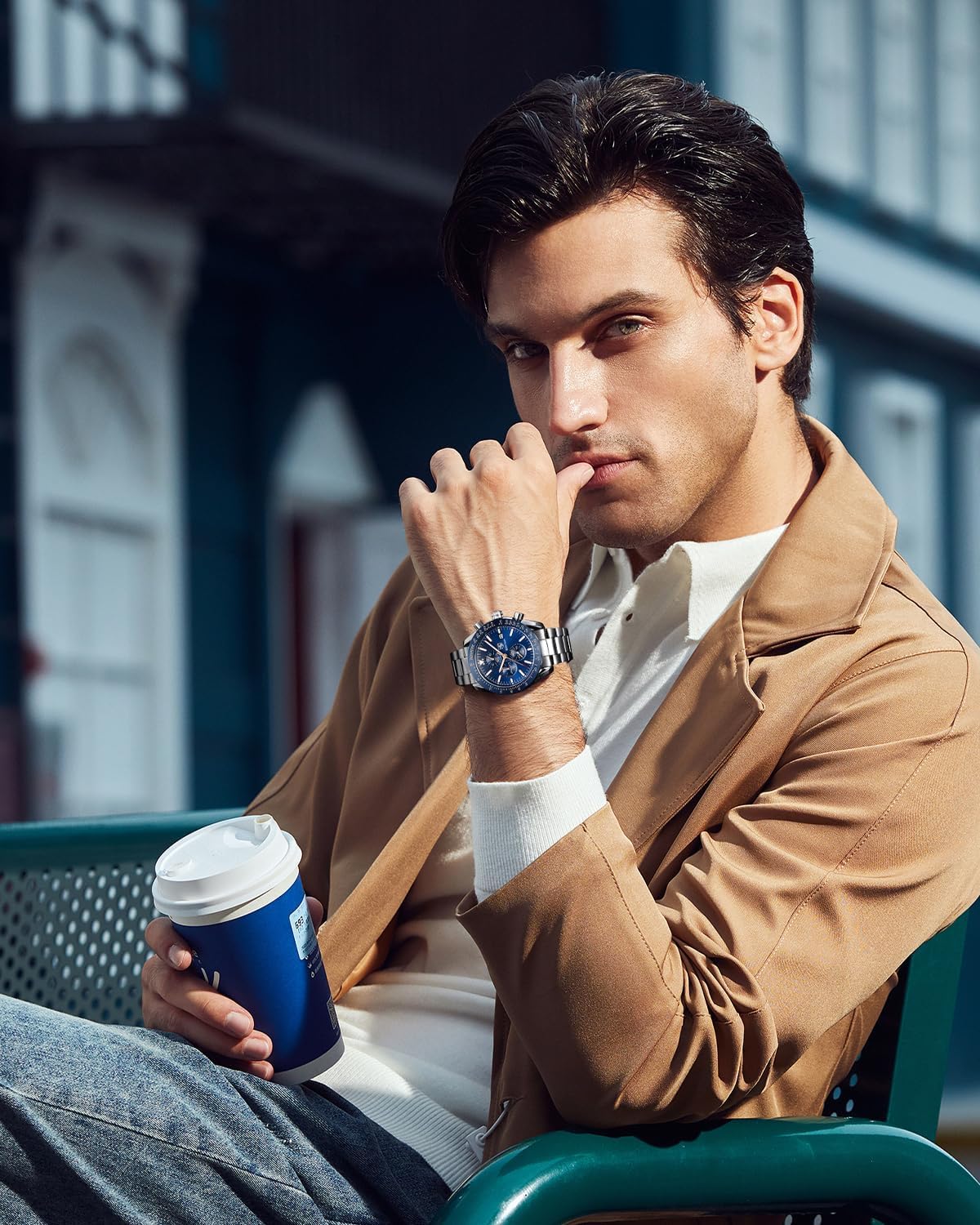 BENYAR Watch for Men Analog Quartz Chronograph Waterproof Luminous Designer Mens Wrist Watches Business Work Sport Casual Dress Watch with Silicone Strap Elegant Gifts for Men