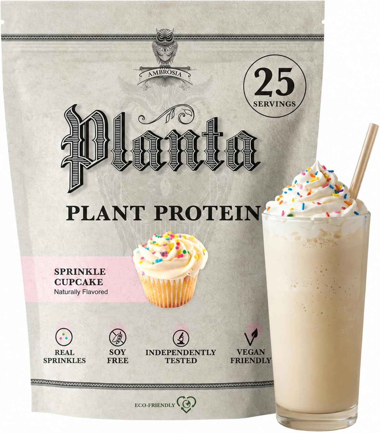 Ambrosia Plant Based Protein Powder 20g | Clean Vegan Pea Protein Powder | Gluten & Dairy Free, Keto Friendly, No Added Sugar | 25 Servings | Banana Maple
