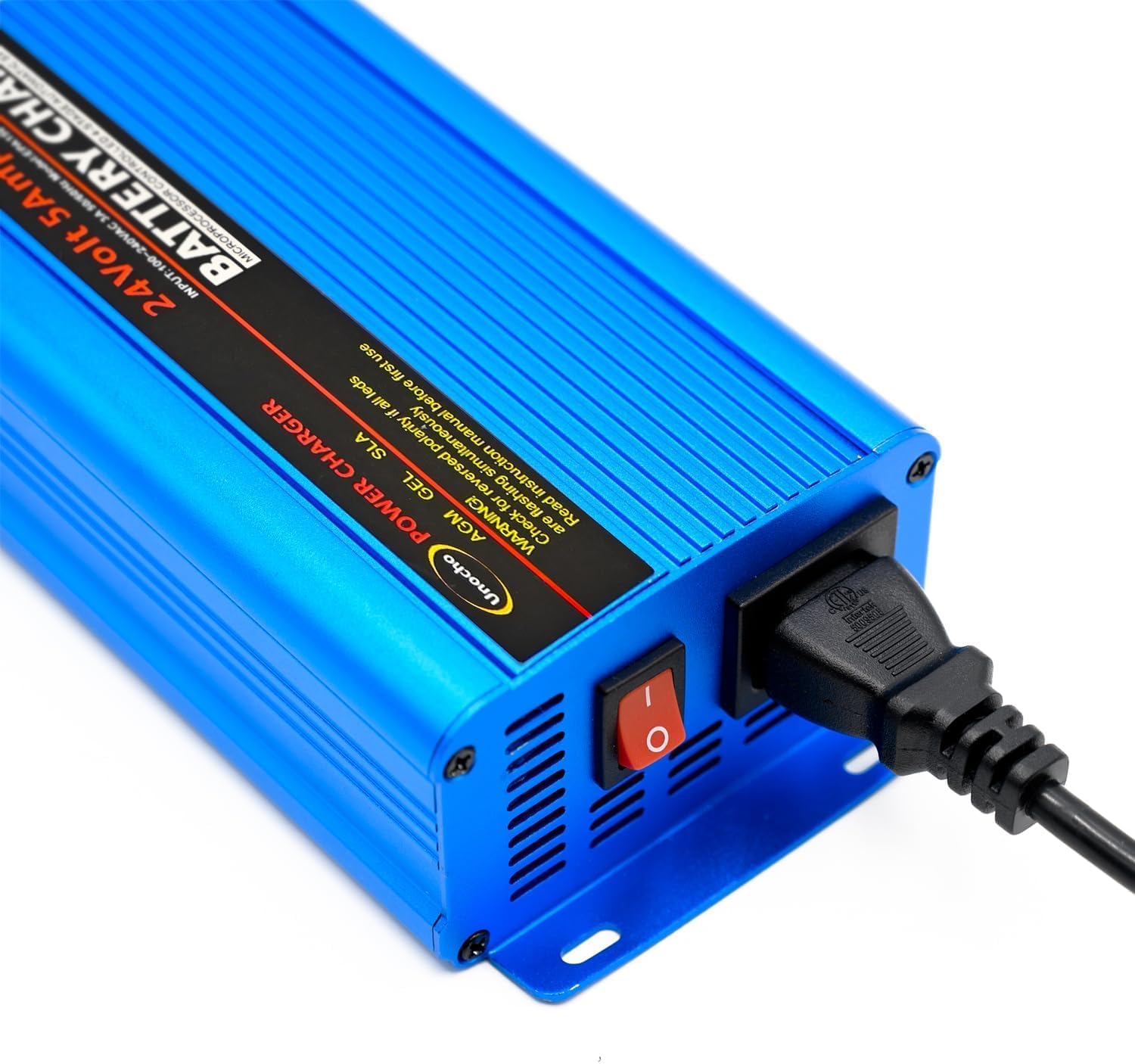 Unocho 24V 5A Battery Charger Maintainer 4-Stage Smart Lead-Acid Charger with 3-Pin XLR Connector Power Switch and LED Display for Wheelchairs Mobility Scooters AGM Gel SLA VRLA
