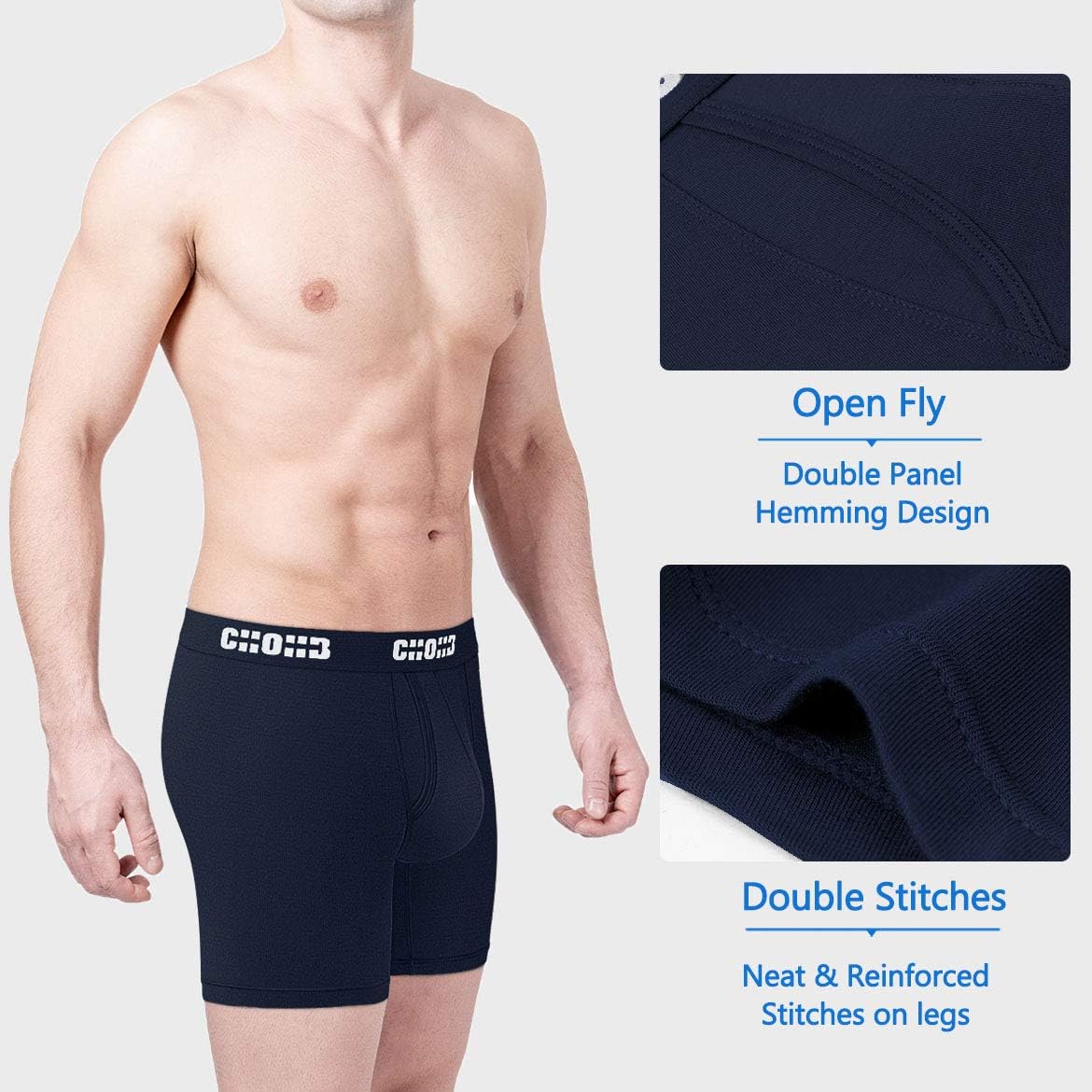 Men's Underwear Micro Modal 3 Pack Boxer Briefs Open Fly