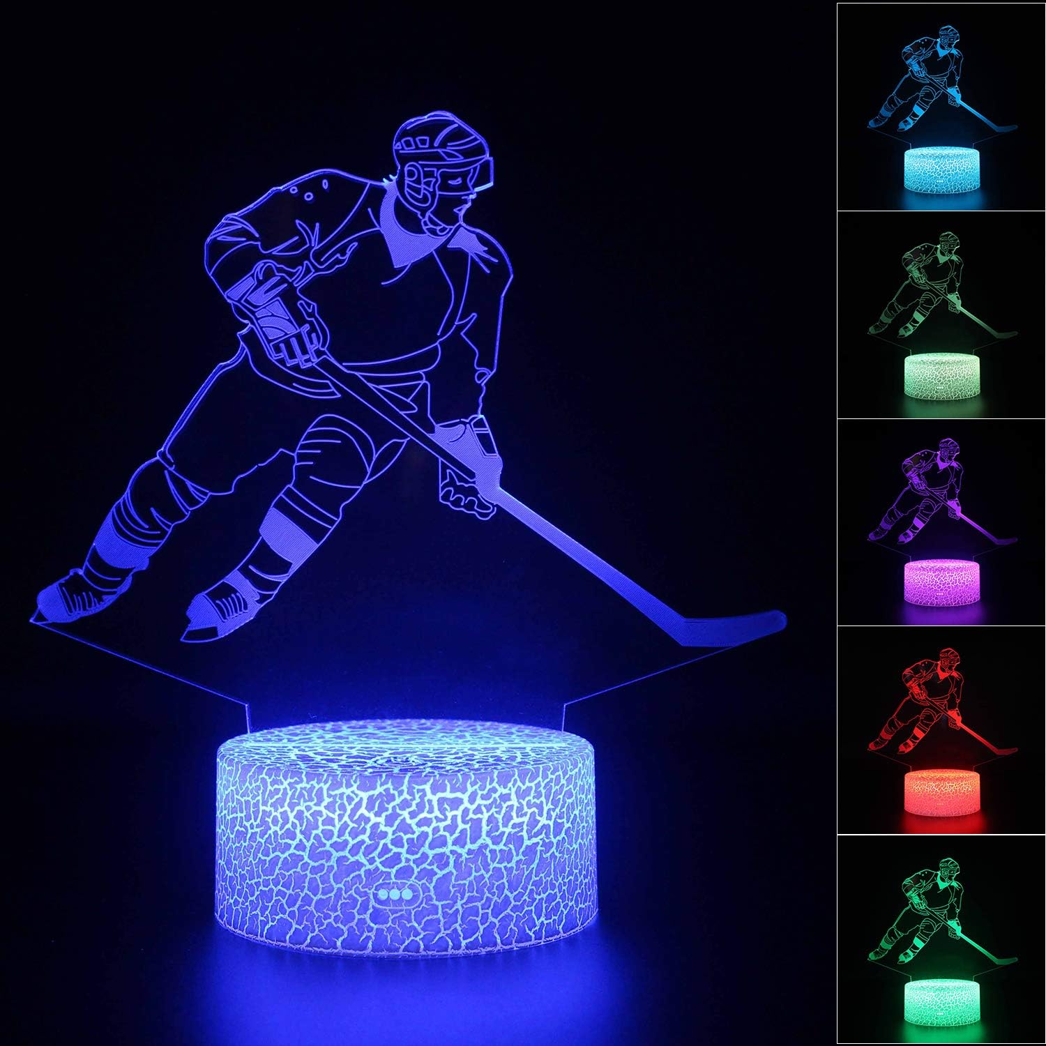 Volleyball 3D Illusion Night Light,16 Colors Changing Touch Switch & Remote Control,Acrylic Flat & ABS White Crack Base &USB Cable Table Lamp