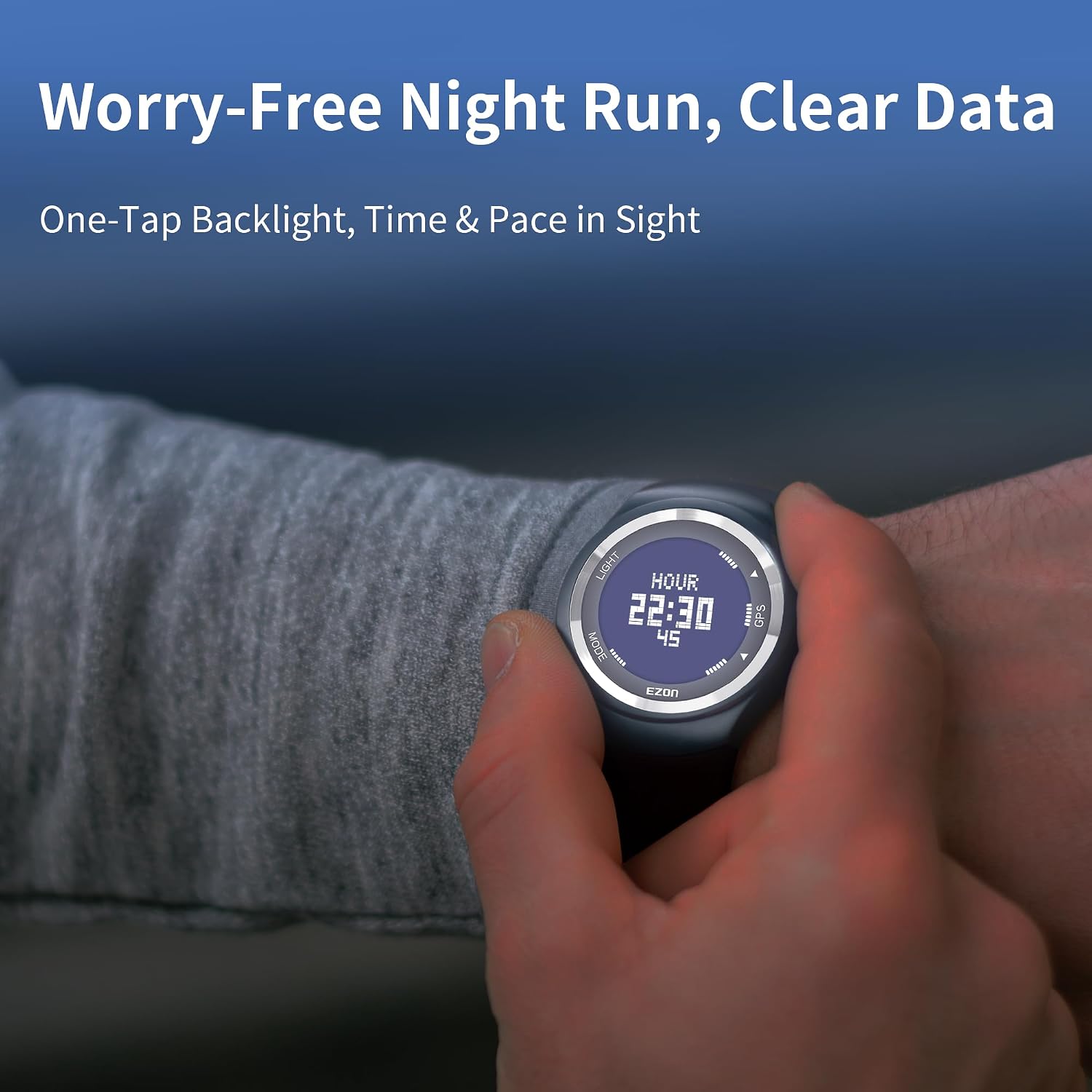 EZON GPS Running Watch with Speed Distance Pace Alarm and Calorie Counter and Stopwatch for Men T031 Black