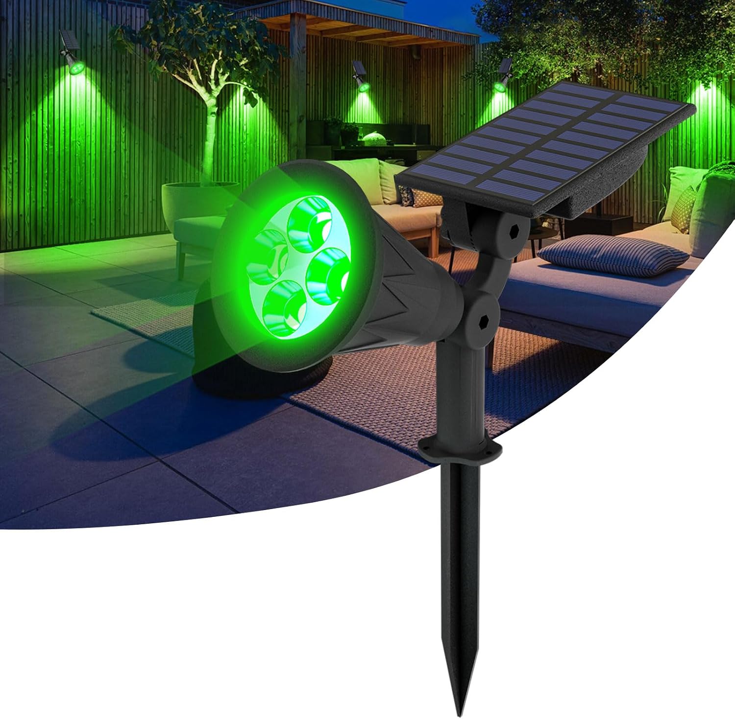 T-SUN Color Changing Solar Spot Lights Outdoor Waterproof, 7 LEDs, 2 Pack | 7 Color Changing Modes, IP65 Waterproof Dusk to Dawn Solar Uplights for Tree, Patio, Yard, Garden, Driveway, Pool Area
