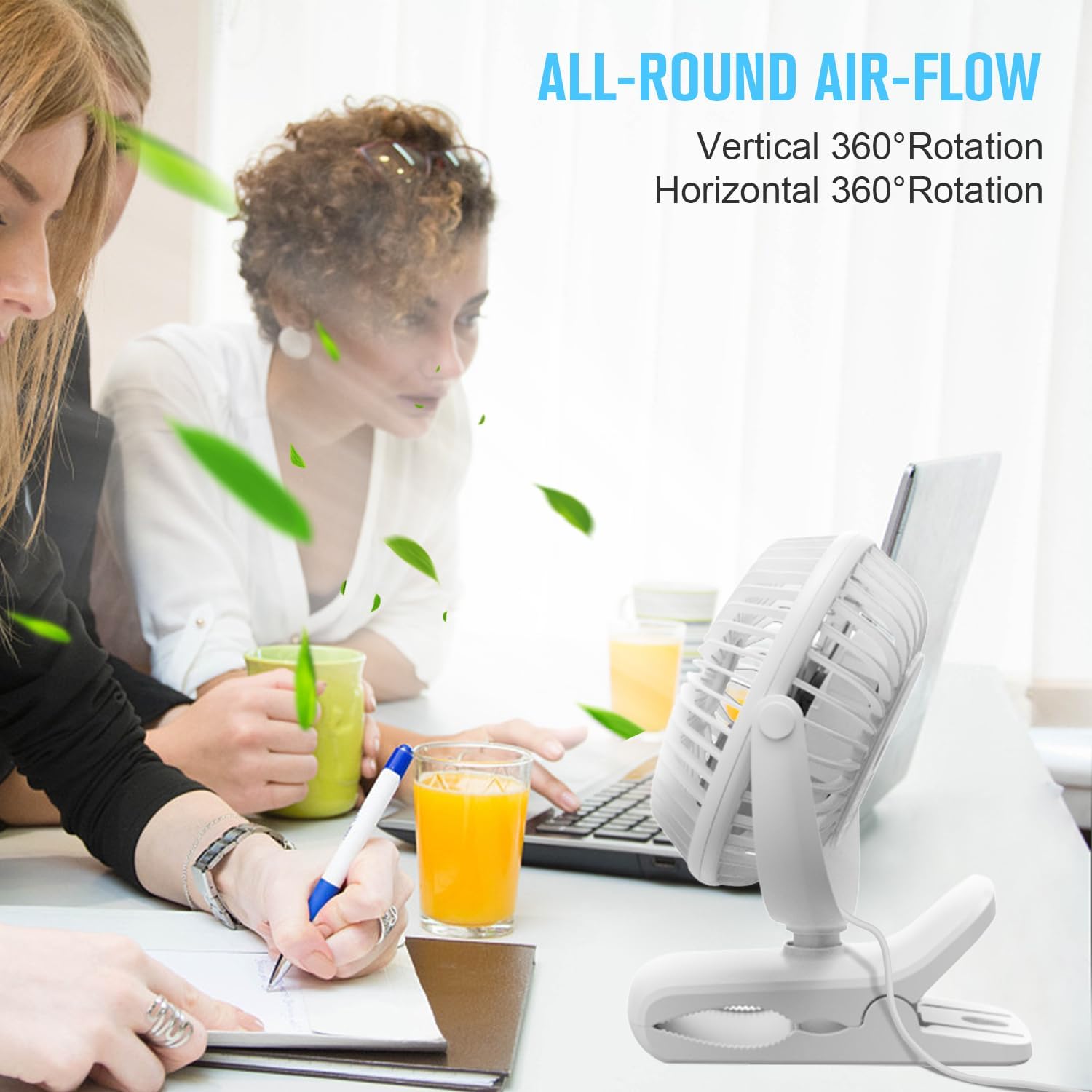 BESKAR USB Clip on Fan, Portable Small Desk Fan with Cord Powered
