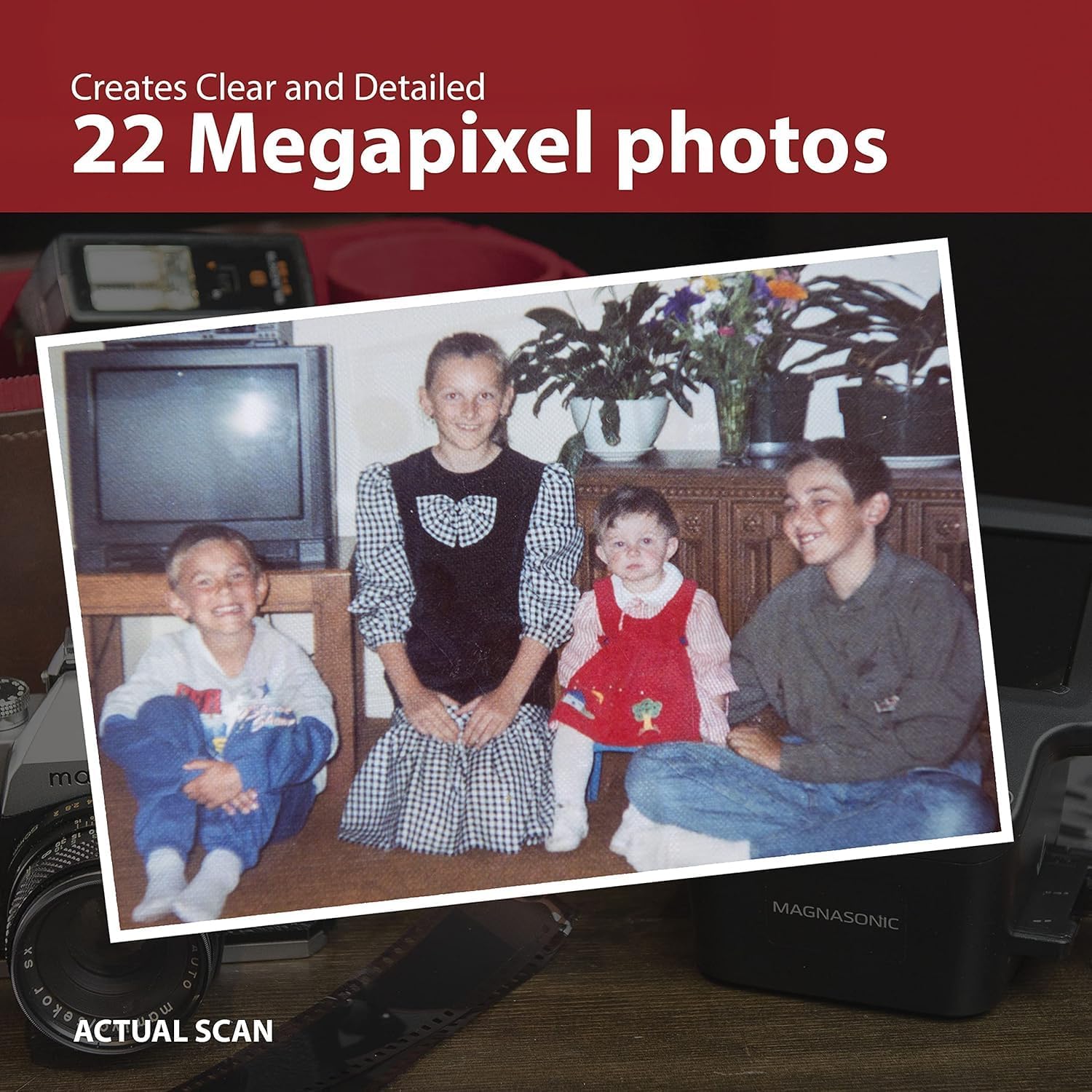 Magnasonic All-in-One 24MP Film Scanner with Large 5" Display & HDMI, Converts 35mm/126/110/Super 8 Film & 135/126/110 Slides into Digital Photos