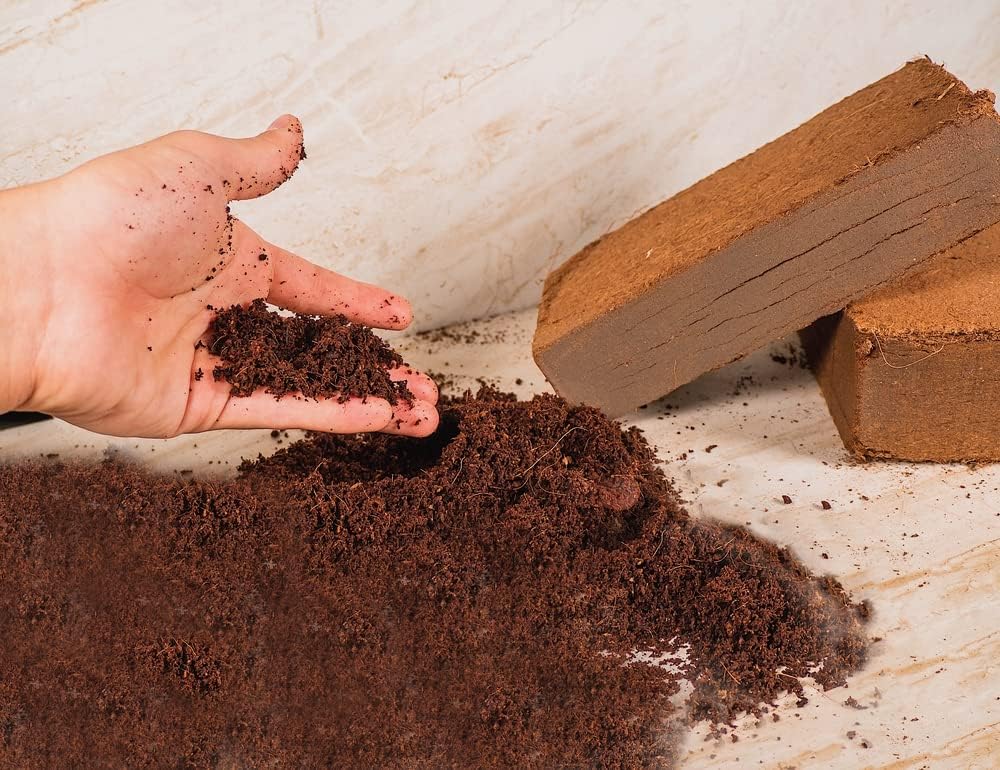 Envelor Organic Coco Coir Brick 10 Lbs. Coir Block Coconut Fiber Growing Medium Potting Soil Mix Coco Peat Media Coir Pith Indoor Outdoor Planters Vegetable Garden Beds