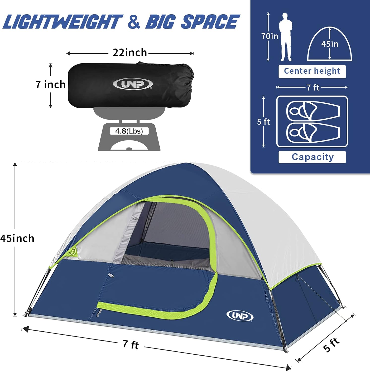 Camping Tent 2-4 Person, Waterproof Windproof Tent with Rainfly Easy Set up-Portable Dome Tents for Camping…