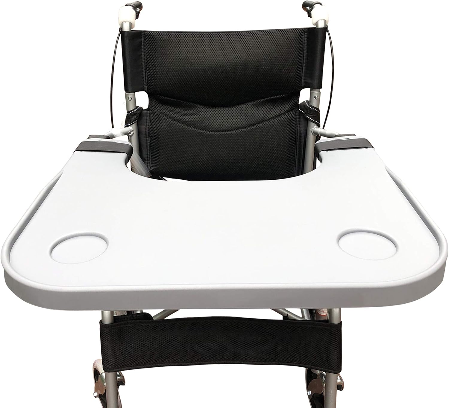 Wheelchair Tray Table with Cup Holder, Removable Lap Tray, Portable Wheelchair Desk Accessories for Eating, Reading, Resting