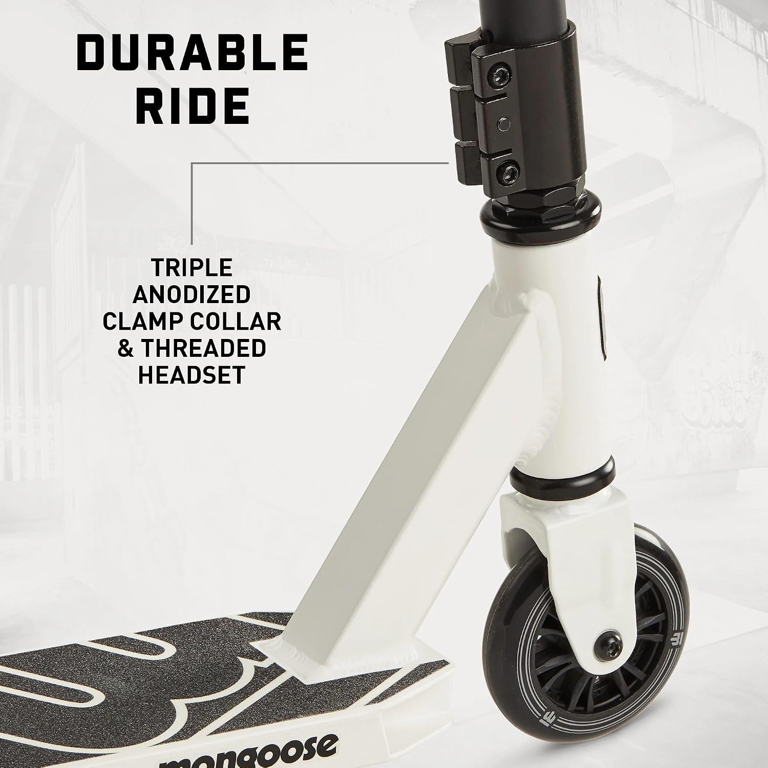 Mongoose Rise Freestyle Stunt Trick Scooter, For Kids Youth Adult Men Women Ages 8 Up, Lightweight Alloy Deck & Heavy-Duty Frame Up to 220 lbs.