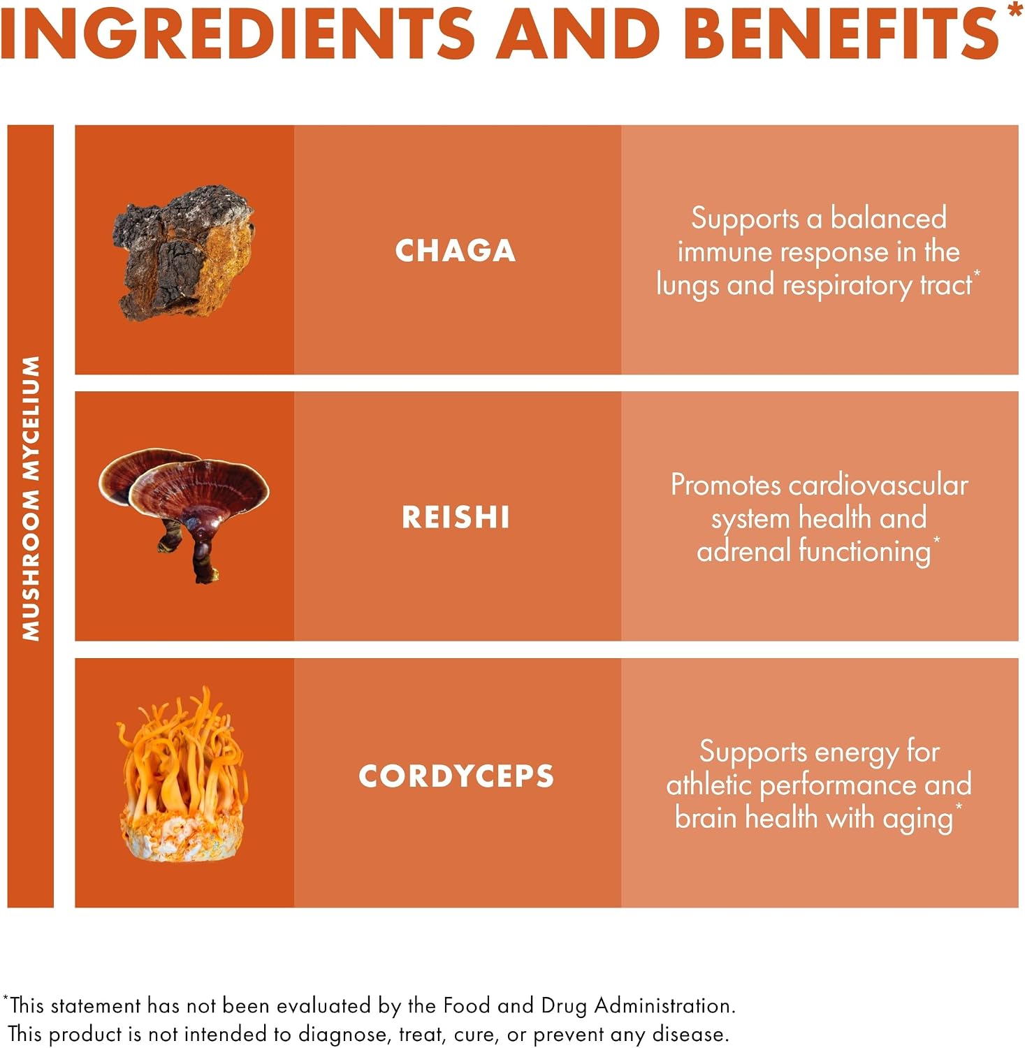 Host Defense Breathe* Capsules - Immune & Respiratory Support Mushroom Supplement - Herbal Lung Health Supplement with Chaga, Reishi & Cordyceps - 30 Capsules (15 Servings)*