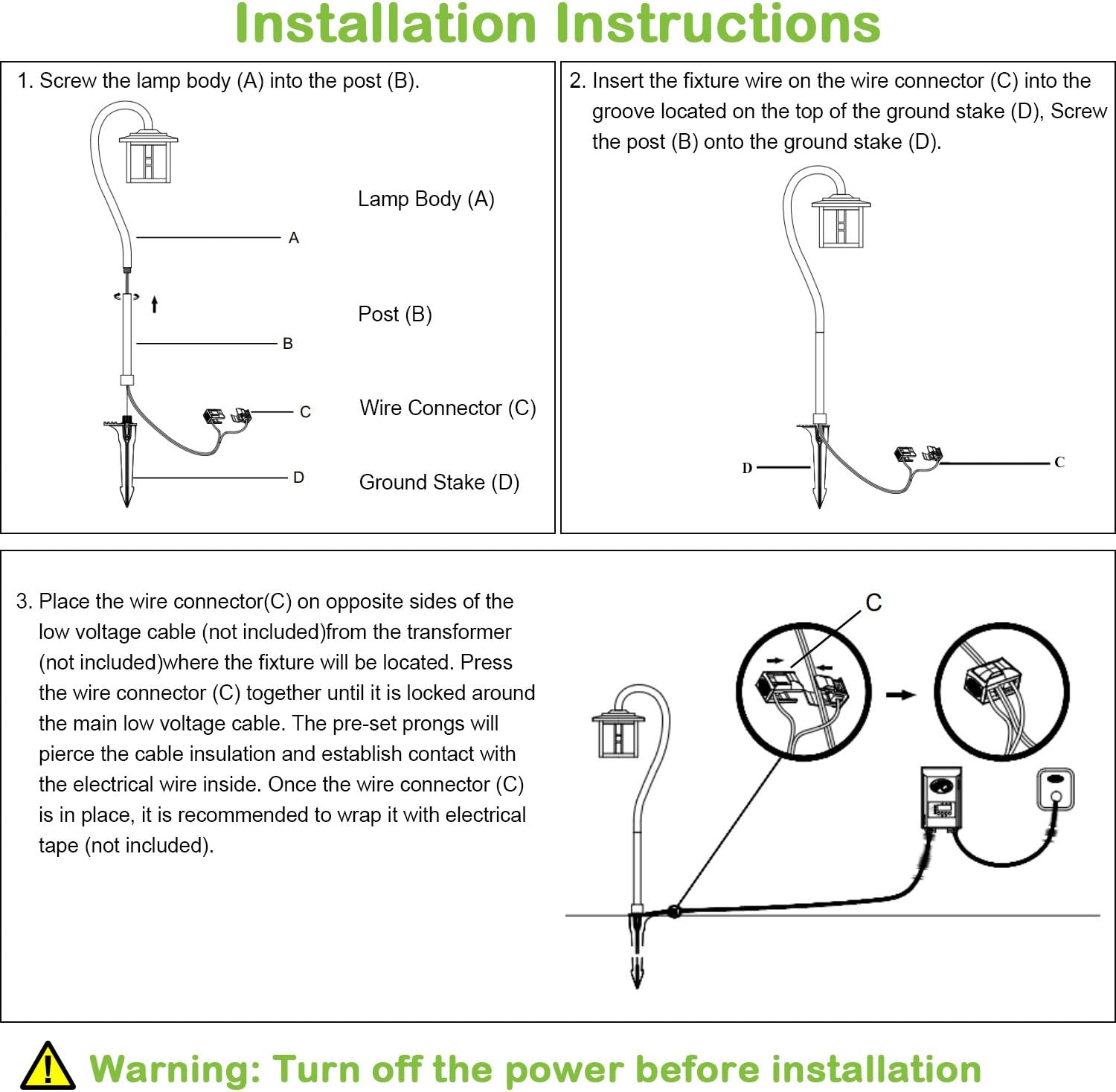 hykolity Low Voltage Landscape Lighting, Outdoor LED Pathway Lights