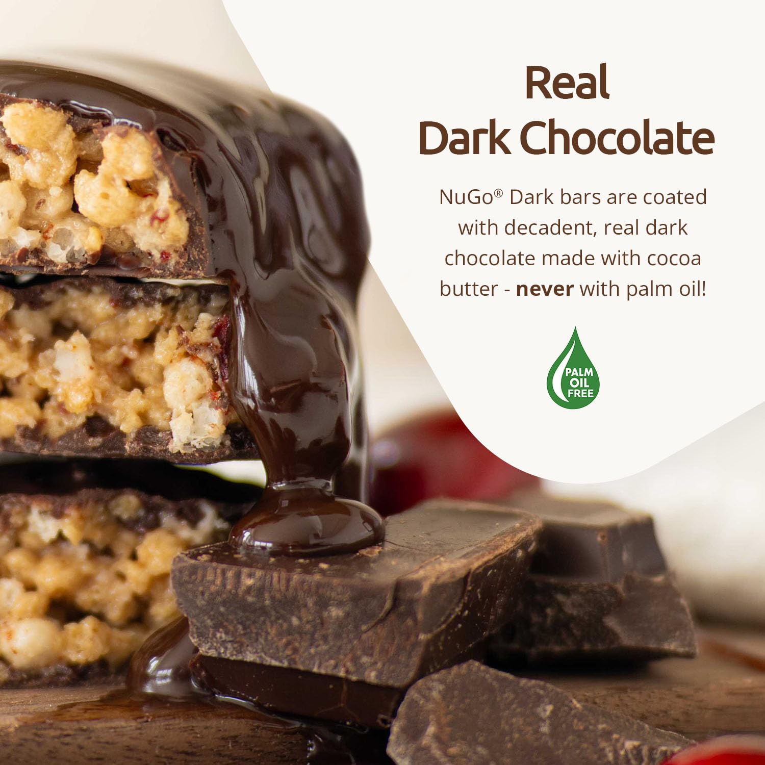 NuGo Dark, Mint Chocolate Chip, 13g Vegan Protein Bar, Gluten Free, 24 CT