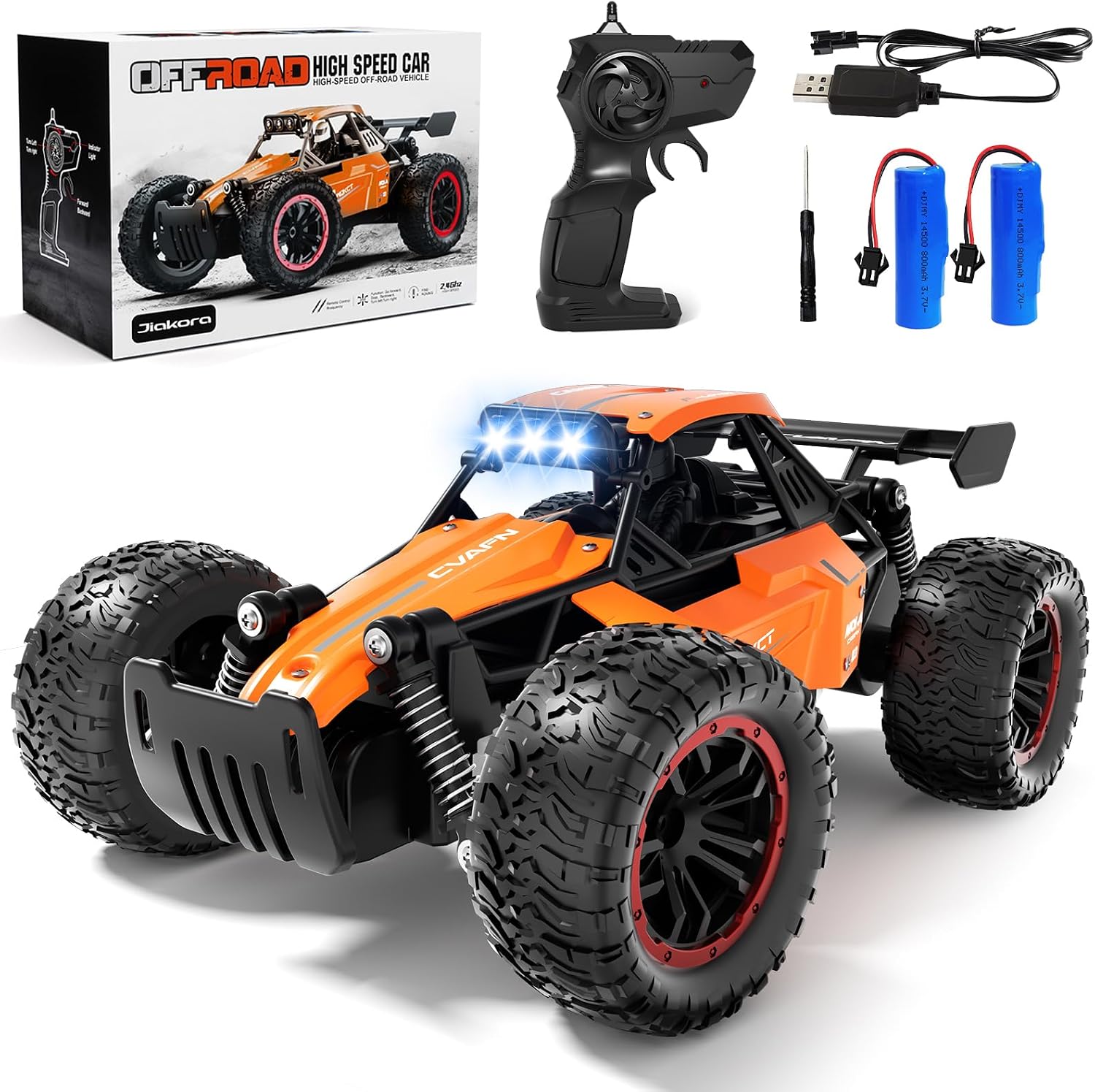 Remote Control Car, Fast RC Monster Truck with Durable Metal Body, 1:16 Off-Road RC Crawler with LED Headlights, All-Terrain Drift Car, 3 4 5 6 7 8 9 10 Year Old Boys Girls Kids Gifts