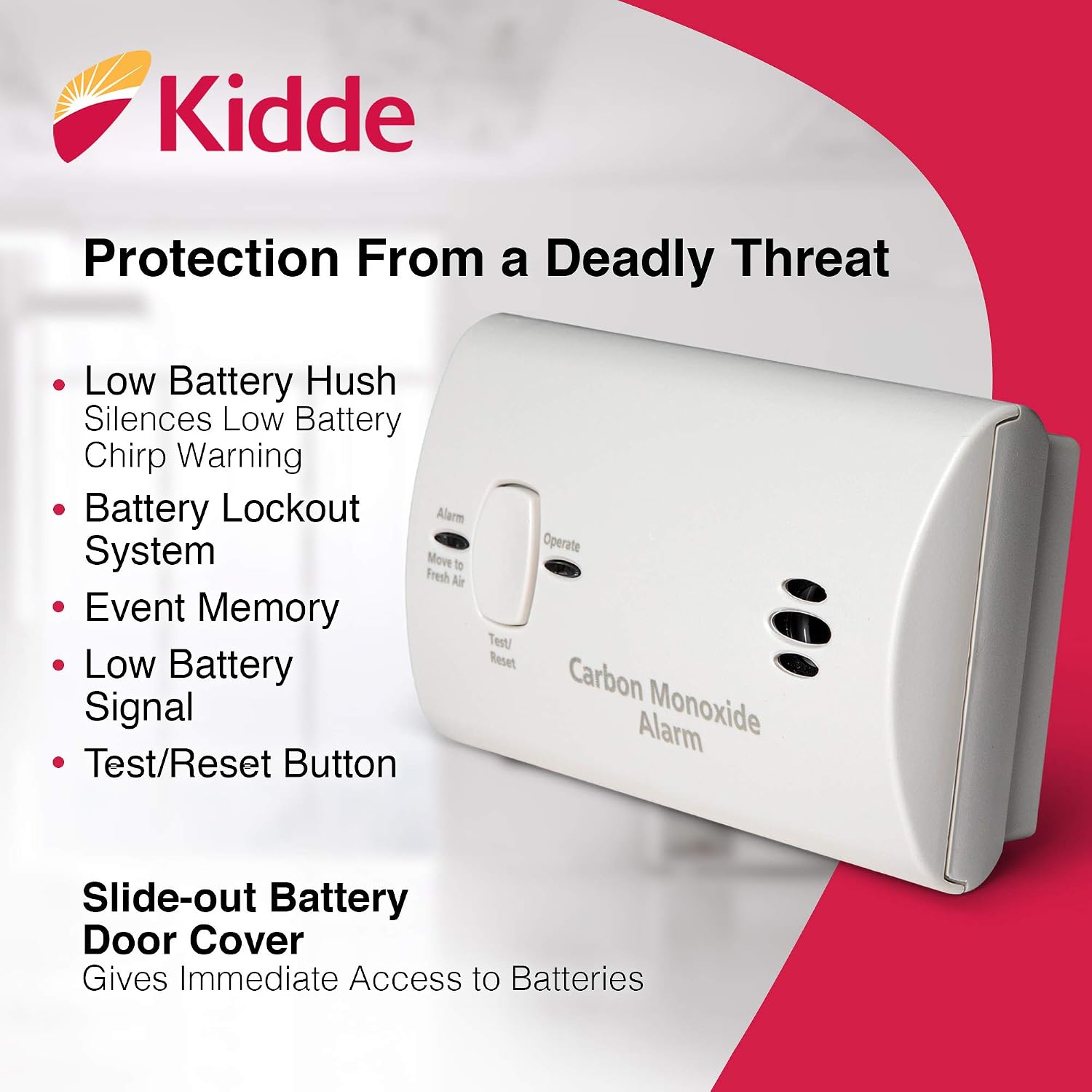 Kidde Carbon Monoxide Detector, AA Battery Powered, Portable for Travel or Home, 85 dB Alarm, LED Status Indicators, 3rd Edition, 6 Pack