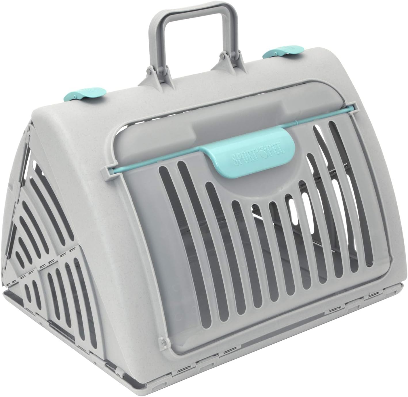 SportPet Large Hard-Sided Travel Cat Carrier - Cat Carrier with Patented Wide Side-Opening Door