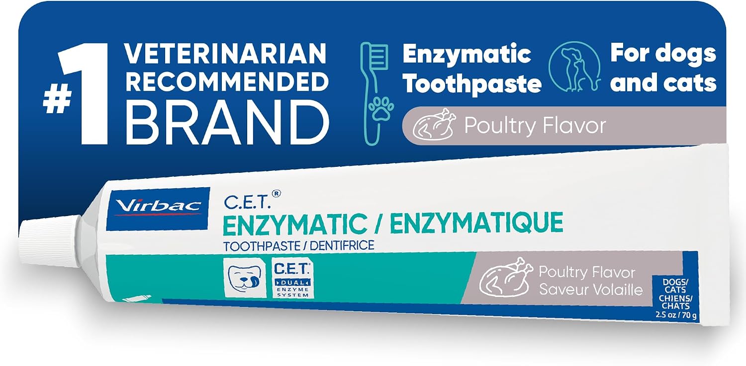 C.E.T. Enzymatic Toothpaste for Dogs and Cats, Vanilla Mint, 2.5oz | Plaque and tartar control for fresh breath, pet dental care toothpaste, Dual enzyme system, vanilla mint flavored toothpaste