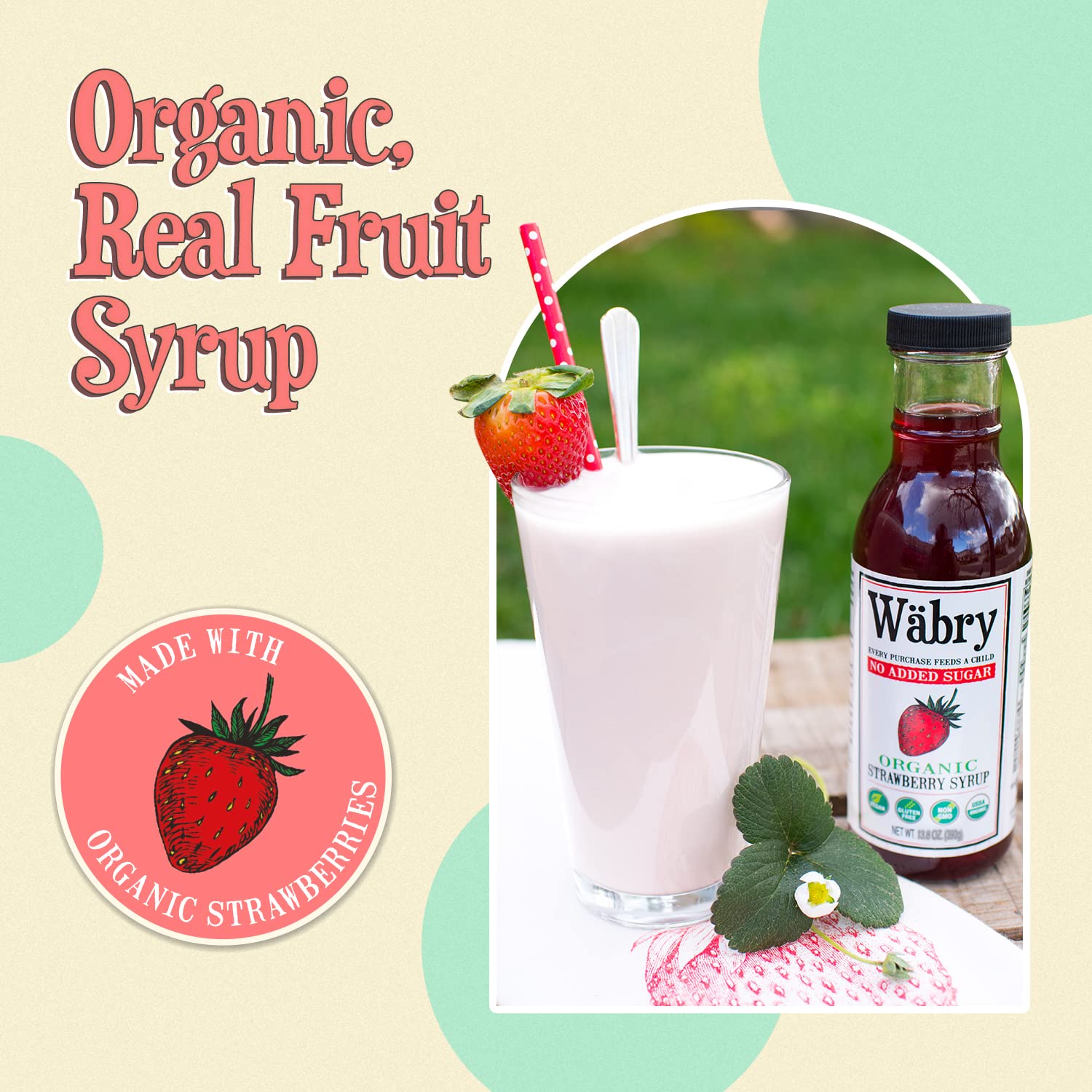 Wäbry Blueberry Syrup – 14.9oz (420g), Natural Fruit Flavor Organic Snow Cone Syrup for Drizzling on Shaved Ice, Waffles, Ice Cream & Lattes, Non-GMO, Dye-Free Vegan Syrups, 12 Servings Per Bottle