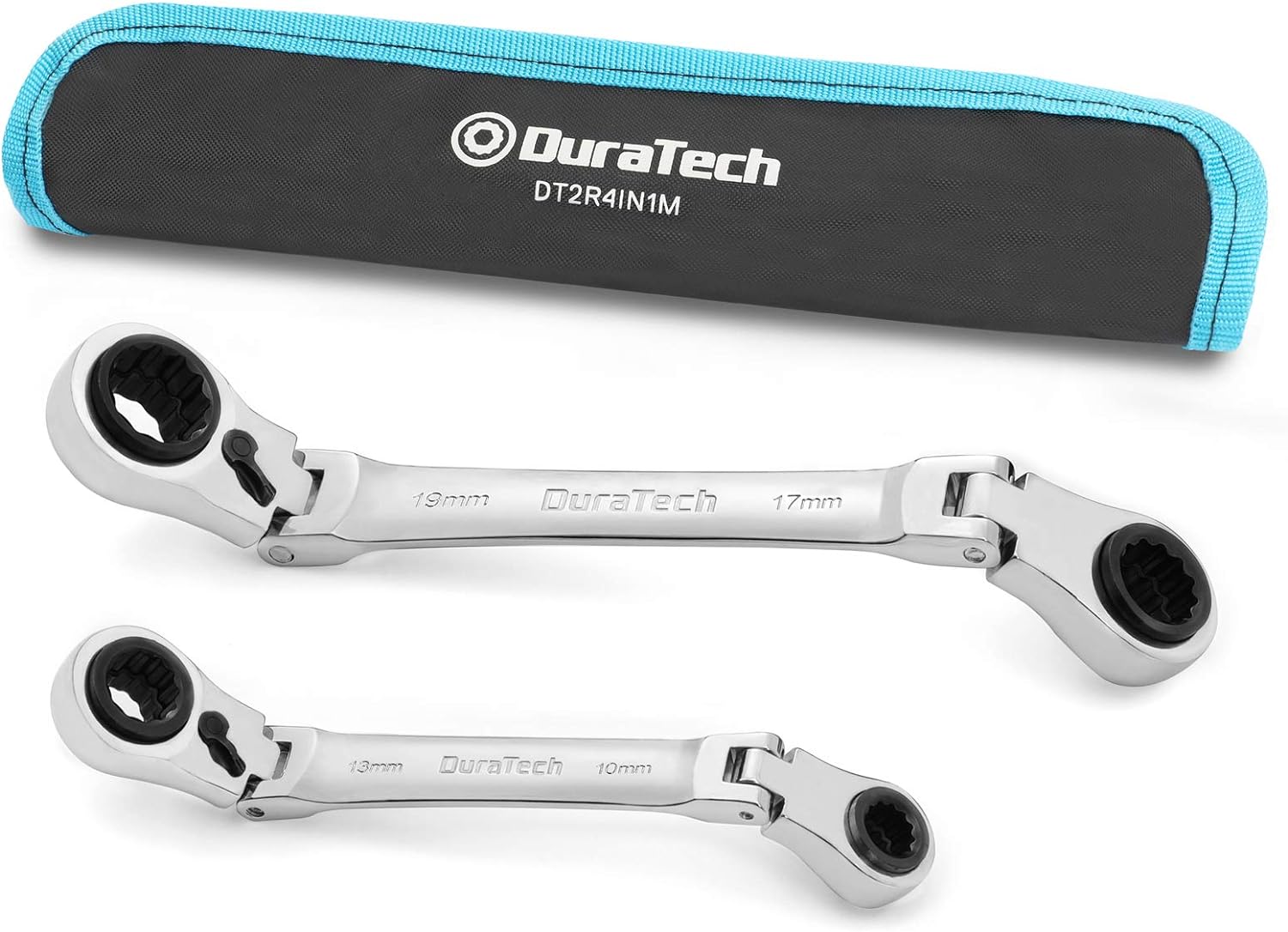 DURATECH 4-in-1 Flex-Head Ratcheting Wrench Set, 2-Piece, SAE