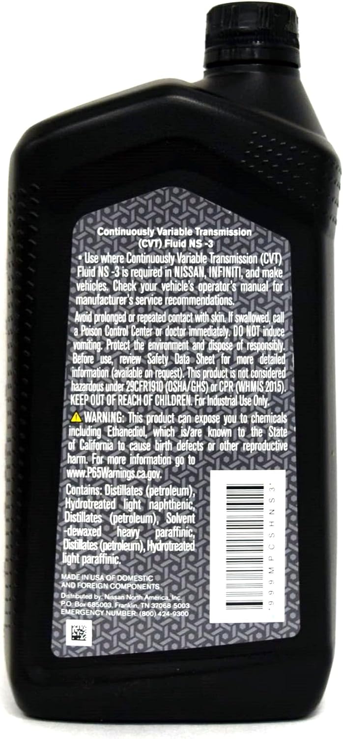 Nissan Genuine OEM CVT-3 Transmission Fluid 999MP-NS300P (5 Quarts)