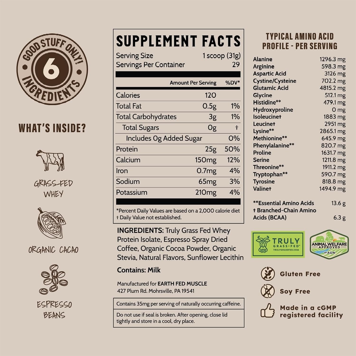 Earth Fed Muscle Whey Back Vanilla Irish Grass Fed Whey Protein Isolate | 25g protein per scoop, Third-Party Certified. Smooth vanilla, zero artificial sweeteners. Cold-processed in Ireland.