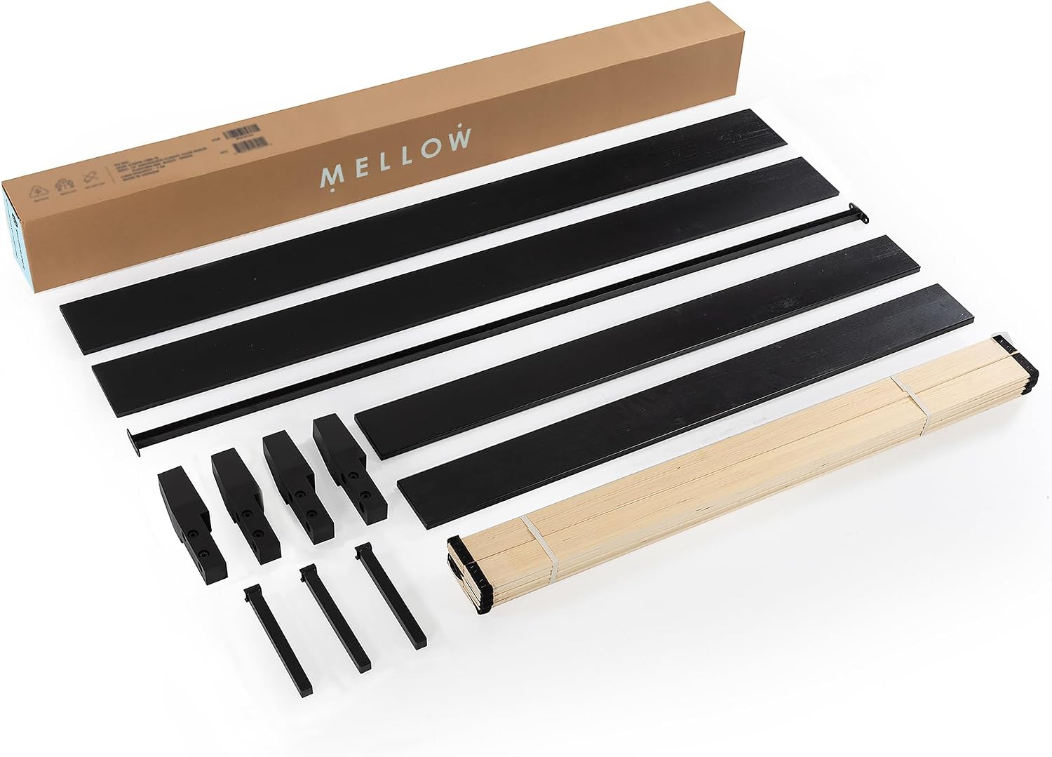 Mellow Naturalista Classic - 12 Inch Solid Wood Platform Bed with Wooden Slats, No Box Spring Needed, Easy Assembly, Queen, Pine