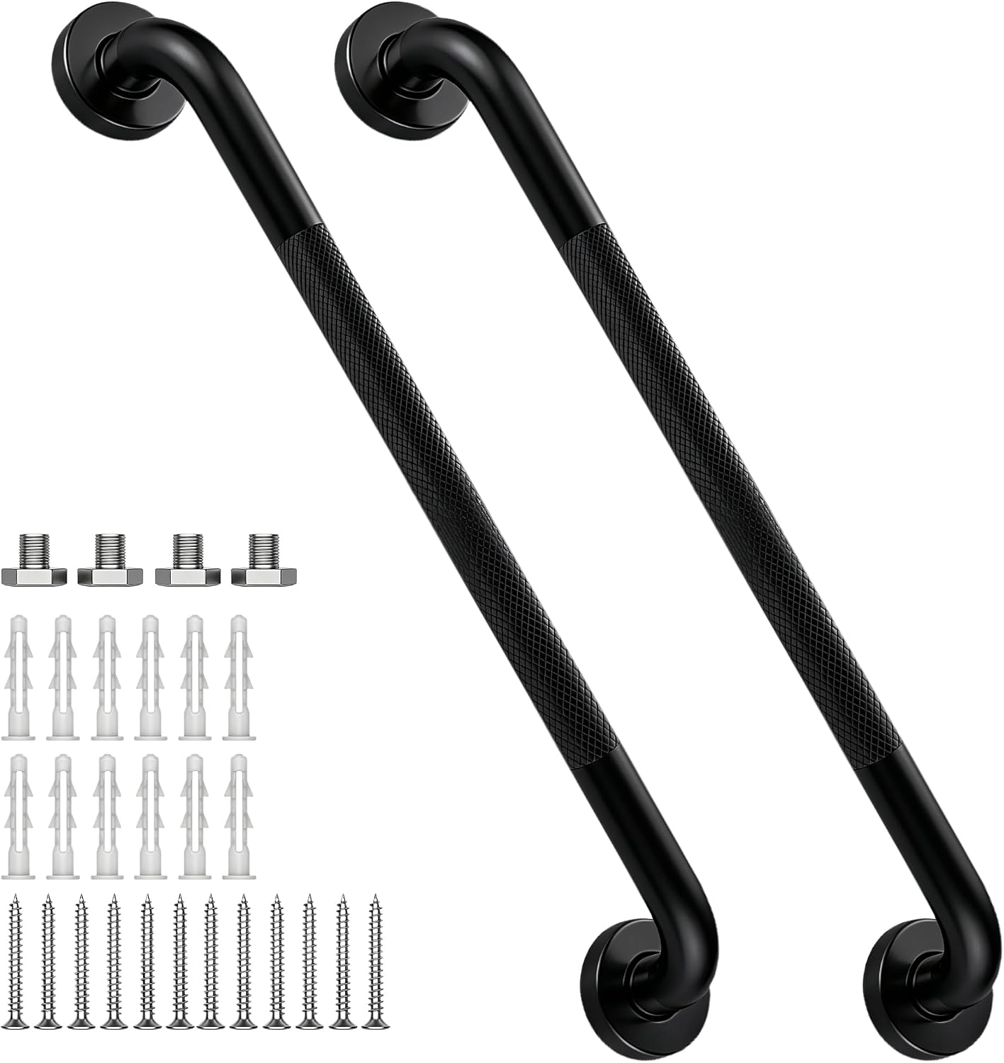 12 Inch Shower Grab Bar 1.25" Dia,Brushed Nickel Anti Slip Bathroom Grab Bar, 304 Stainless Steel Knurled Handicap Grab Bars, Safety Support Handrail,Bath Shower Handle for Elderly Injury Senior