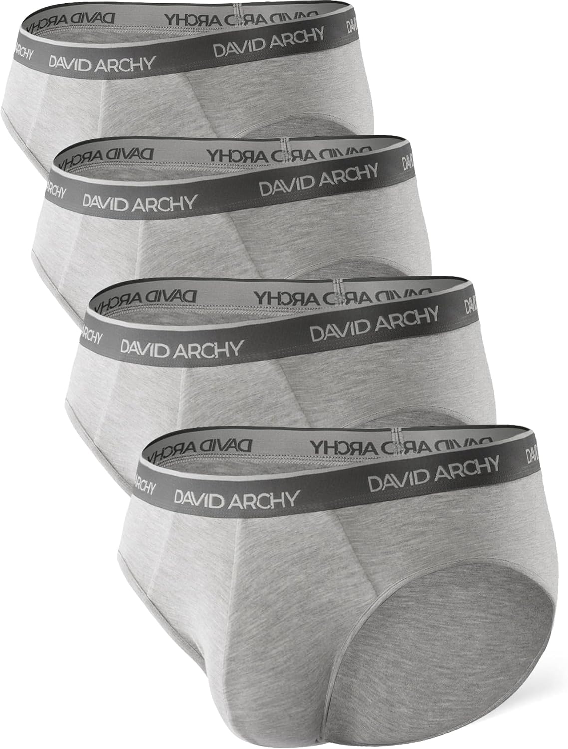 DAVID ARCHY Men's Breathable Support Pouch Underwear Briefs 4 or 7 Pack | Cooling moisture-wicking no-fly Rayon made from bamboo features anti-roll elastic waistbands and vibrant fade resistance.