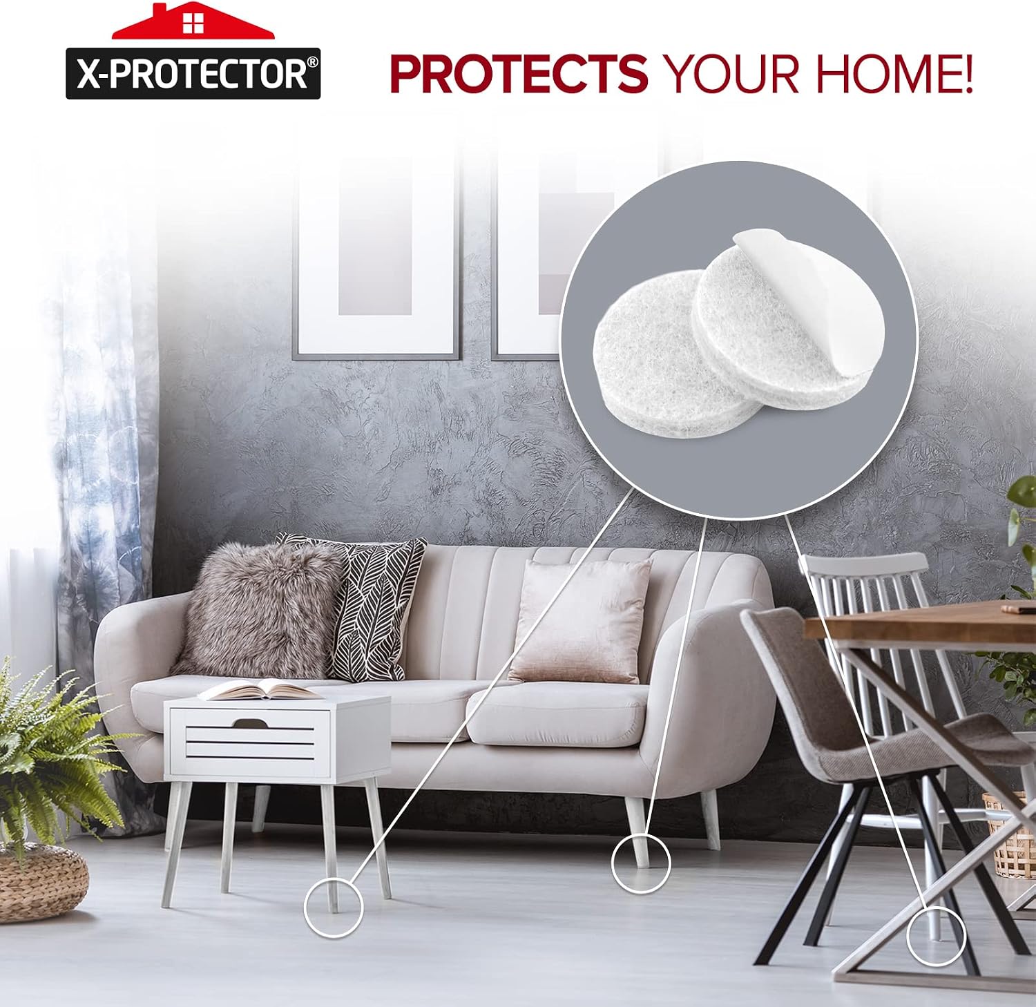Felt Furniture Pads X-PROTECTOR 133 PCS Premium Furniture Pads - Felt Pads | Furniture Feet Wood Floor Protectors - Protect Your Hardwood & Laminate Flooring! Brown and Beige