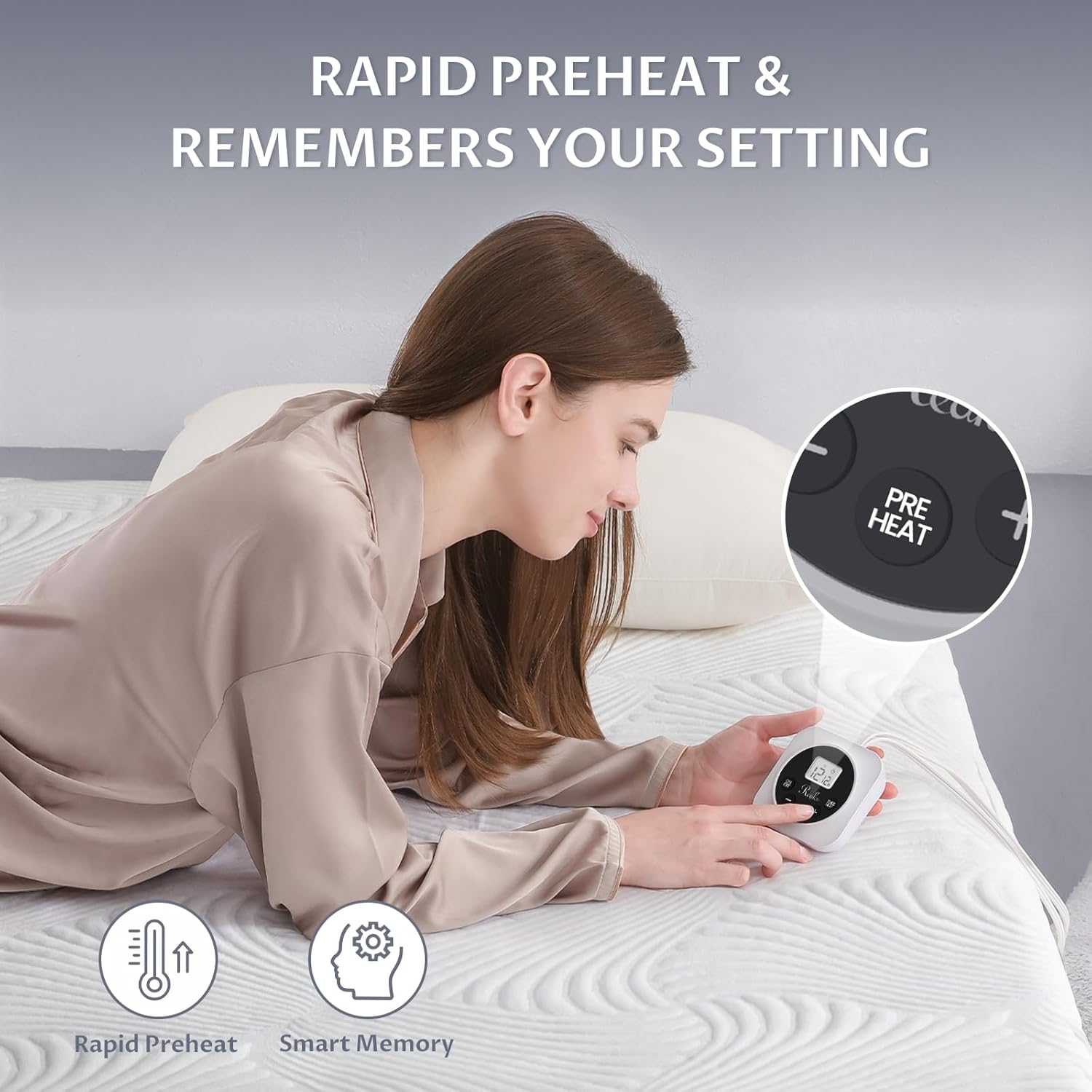 Heated Mattress Pad King, 3D Air Fabric, Preheat & Memory for Cold Winter
